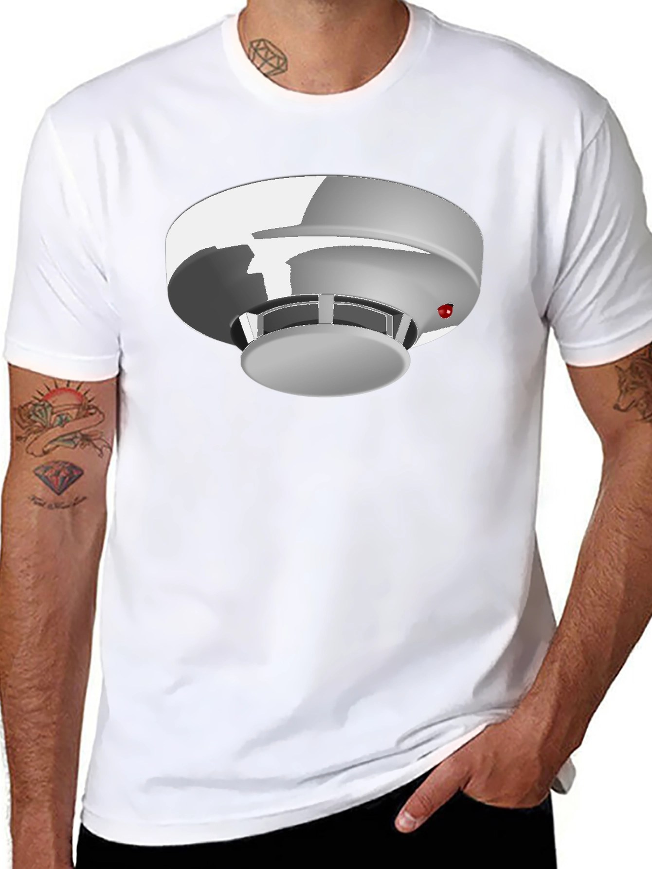 Smoke Detector Graphic Tee - Black Cotton Blend