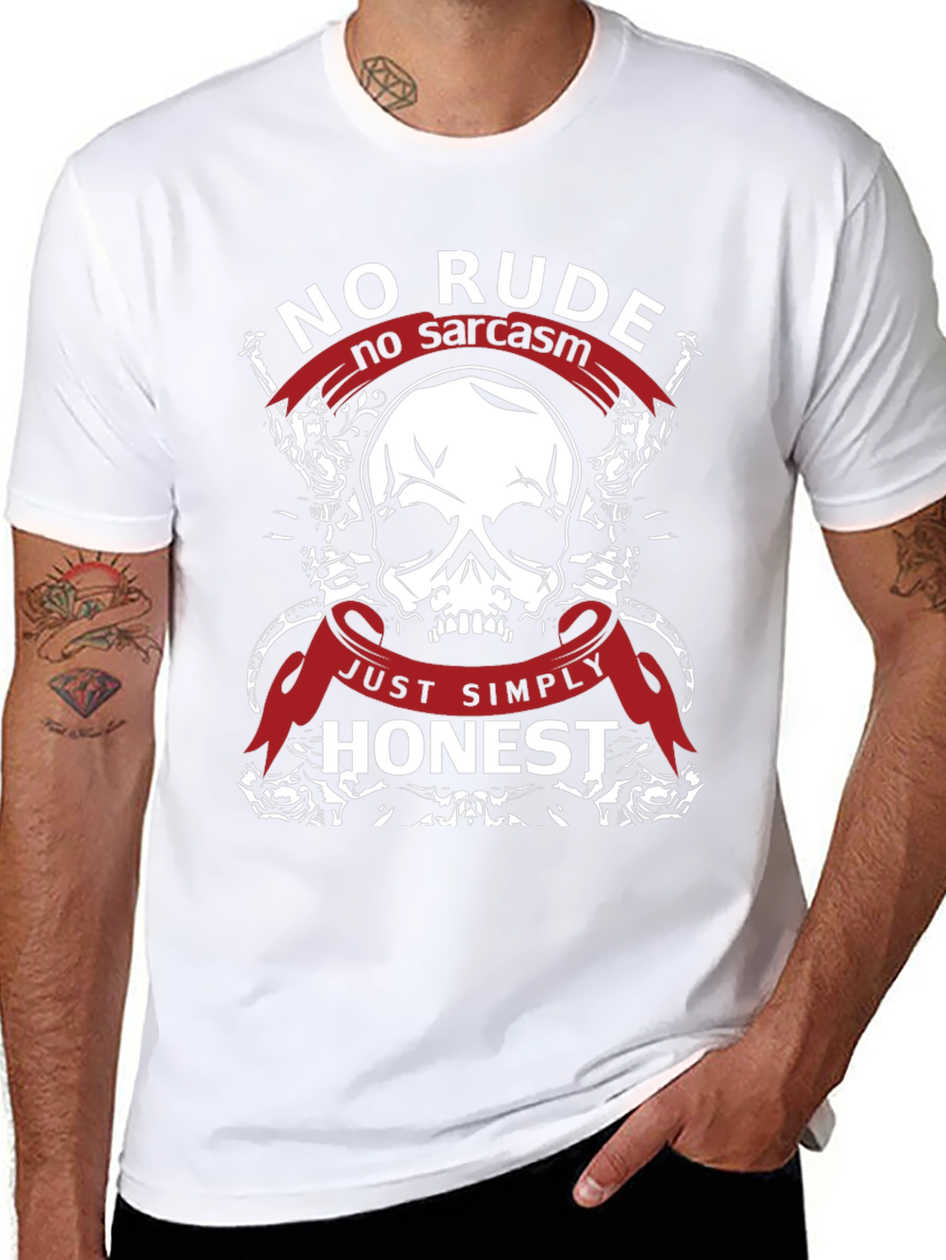 No Rude No Sarcasm Honest Skull Graphic T-Shirt