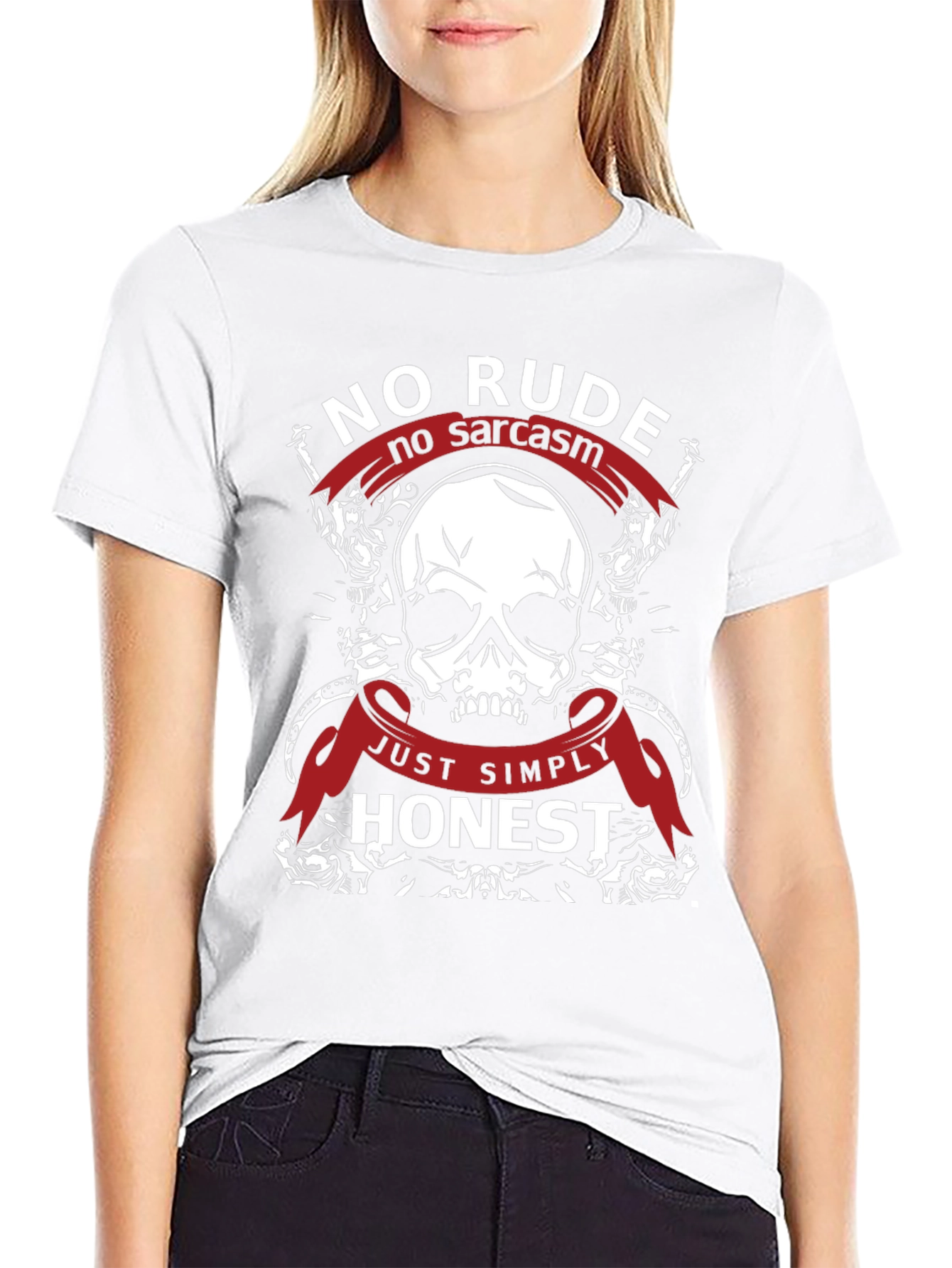 No Rude No Sarcasm Honest Skull Graphic T-Shirt