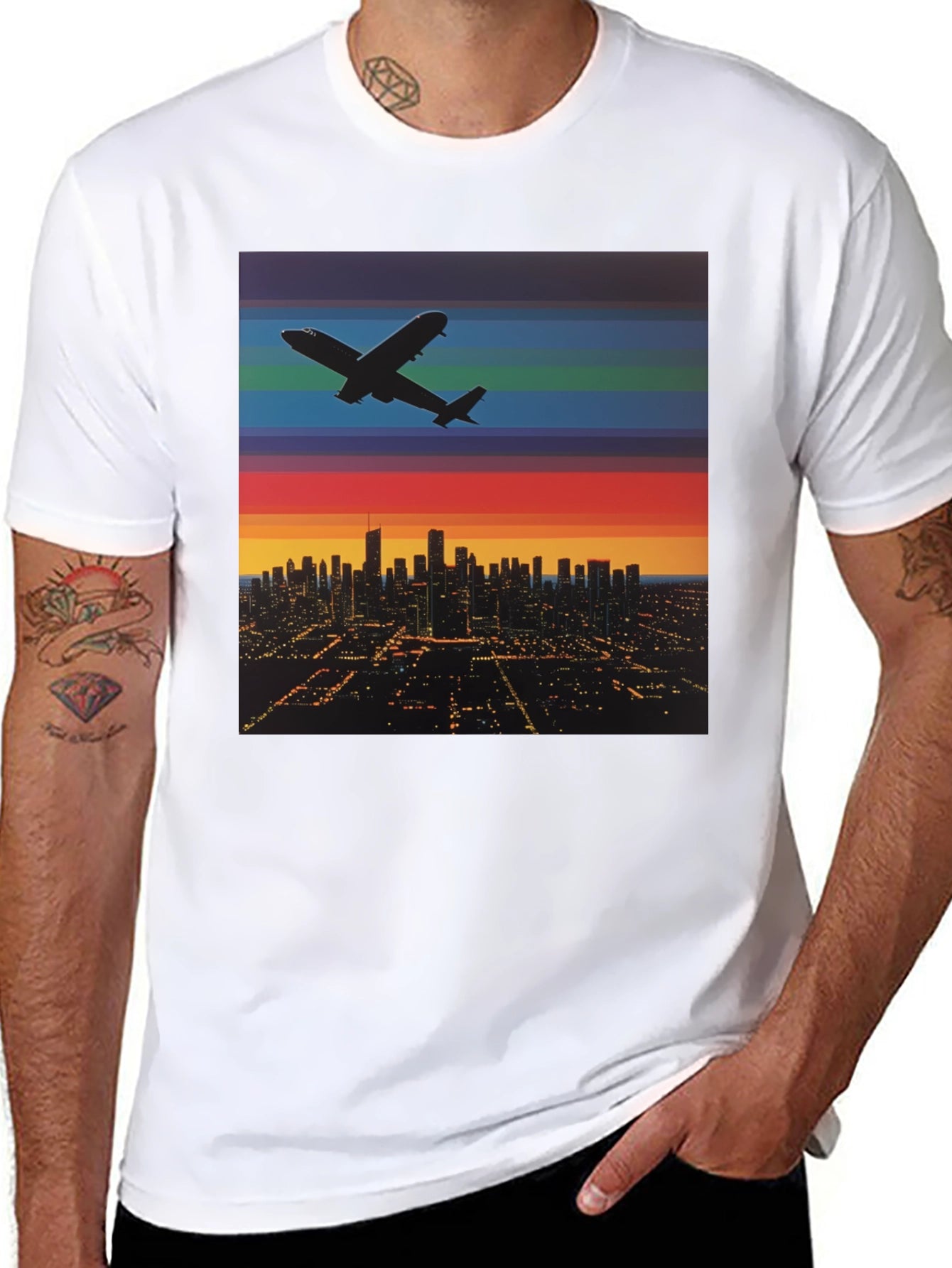 Cityscape Airplane T-Shirt