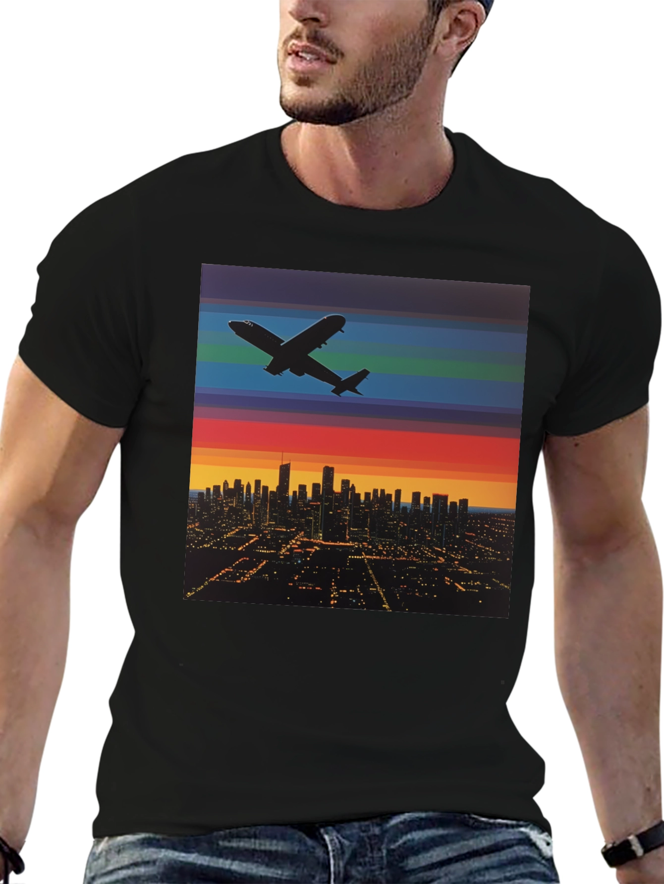 Cityscape Airplane T-Shirt