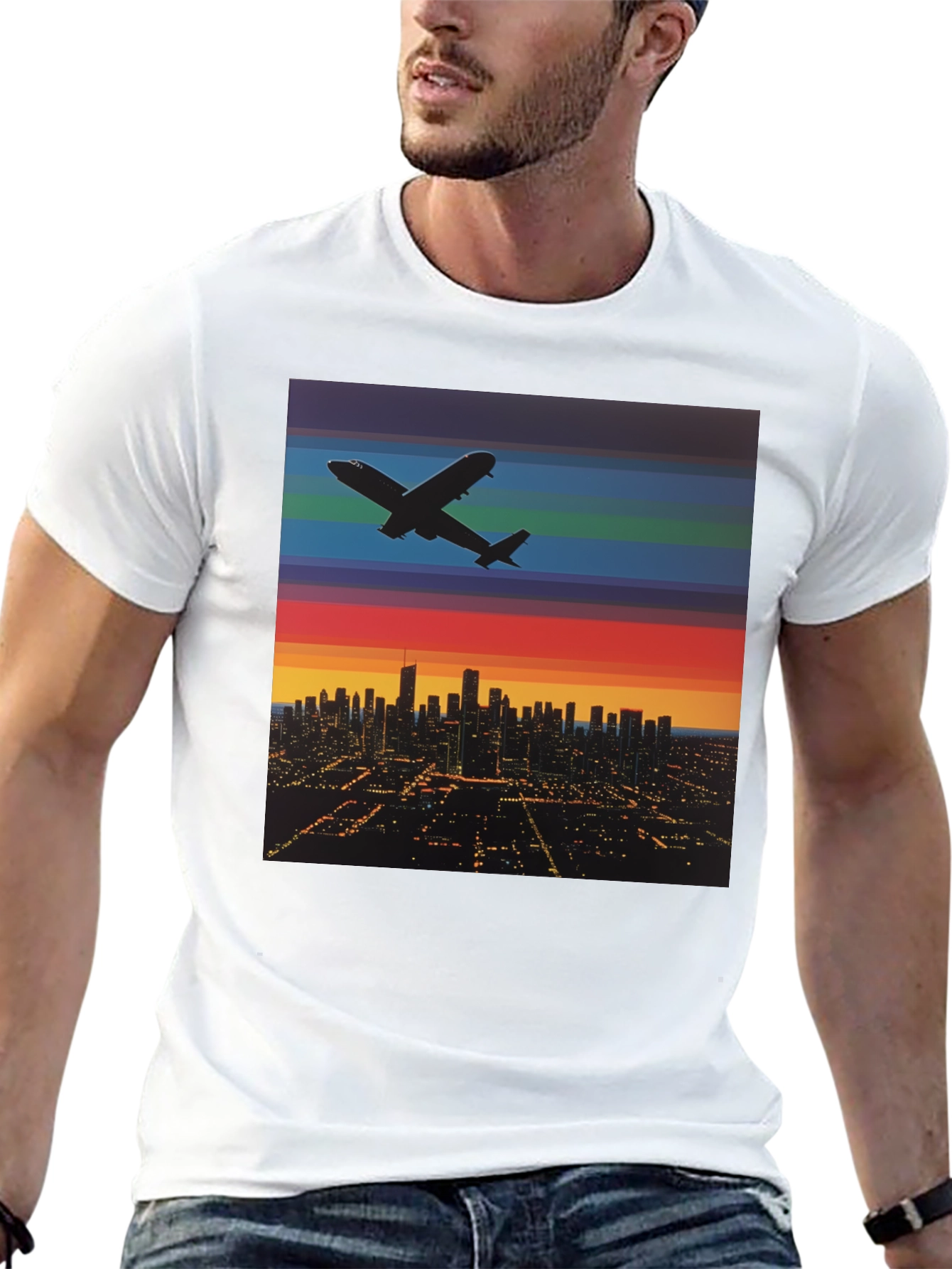 Cityscape Airplane T-Shirt