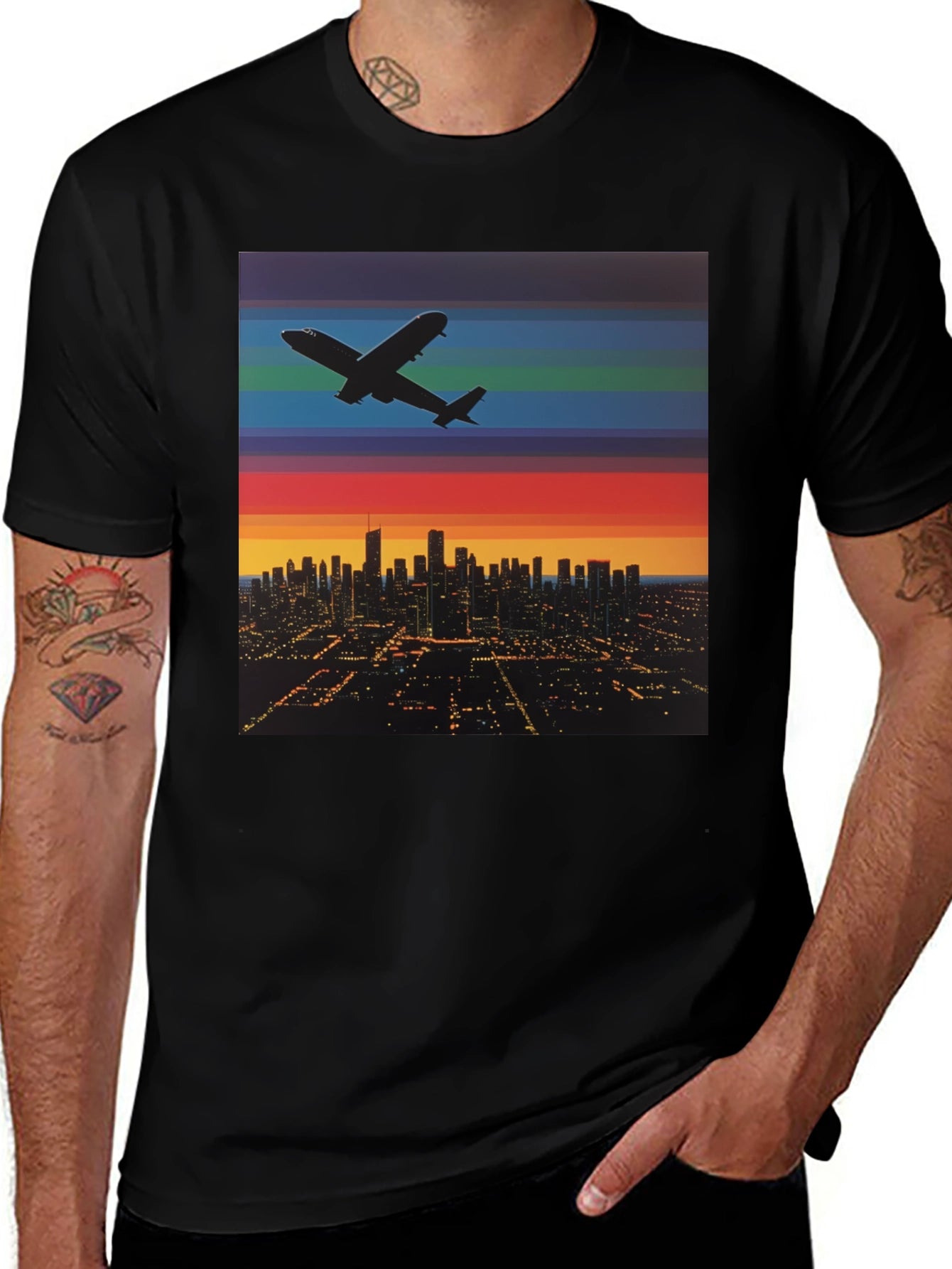 Cityscape Airplane T-Shirt