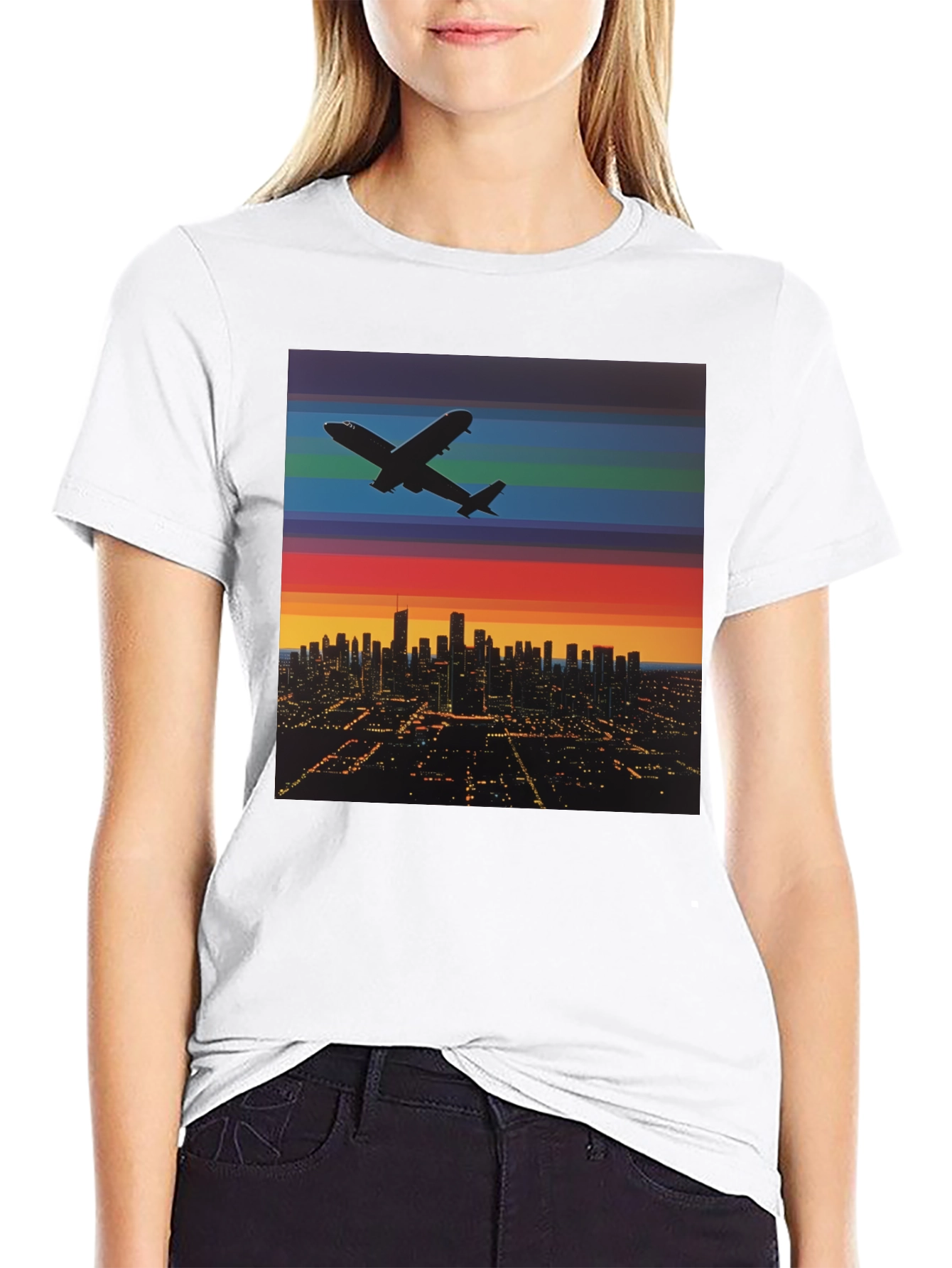 Cityscape Airplane T-Shirt