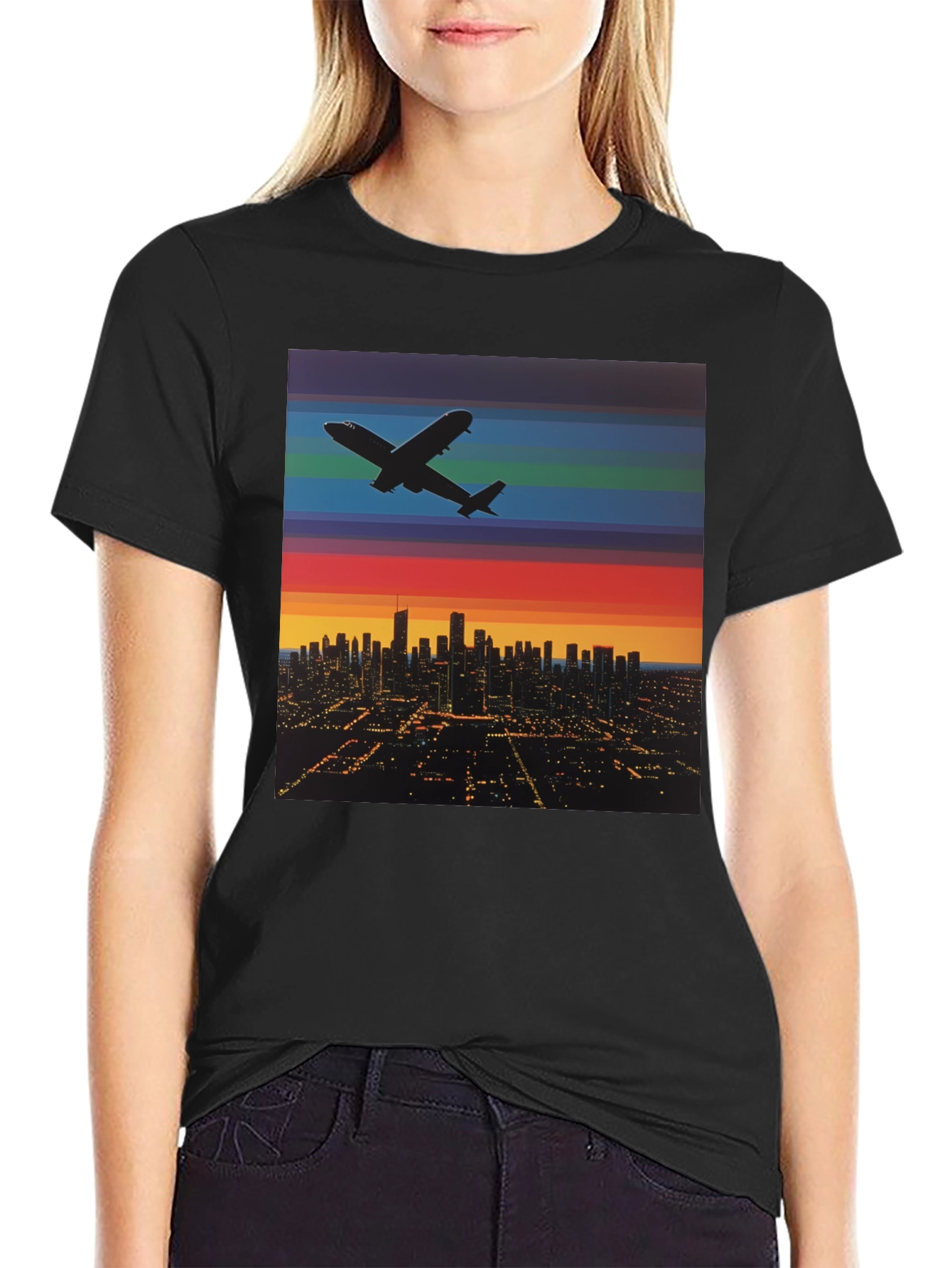 Cityscape Airplane T-Shirt