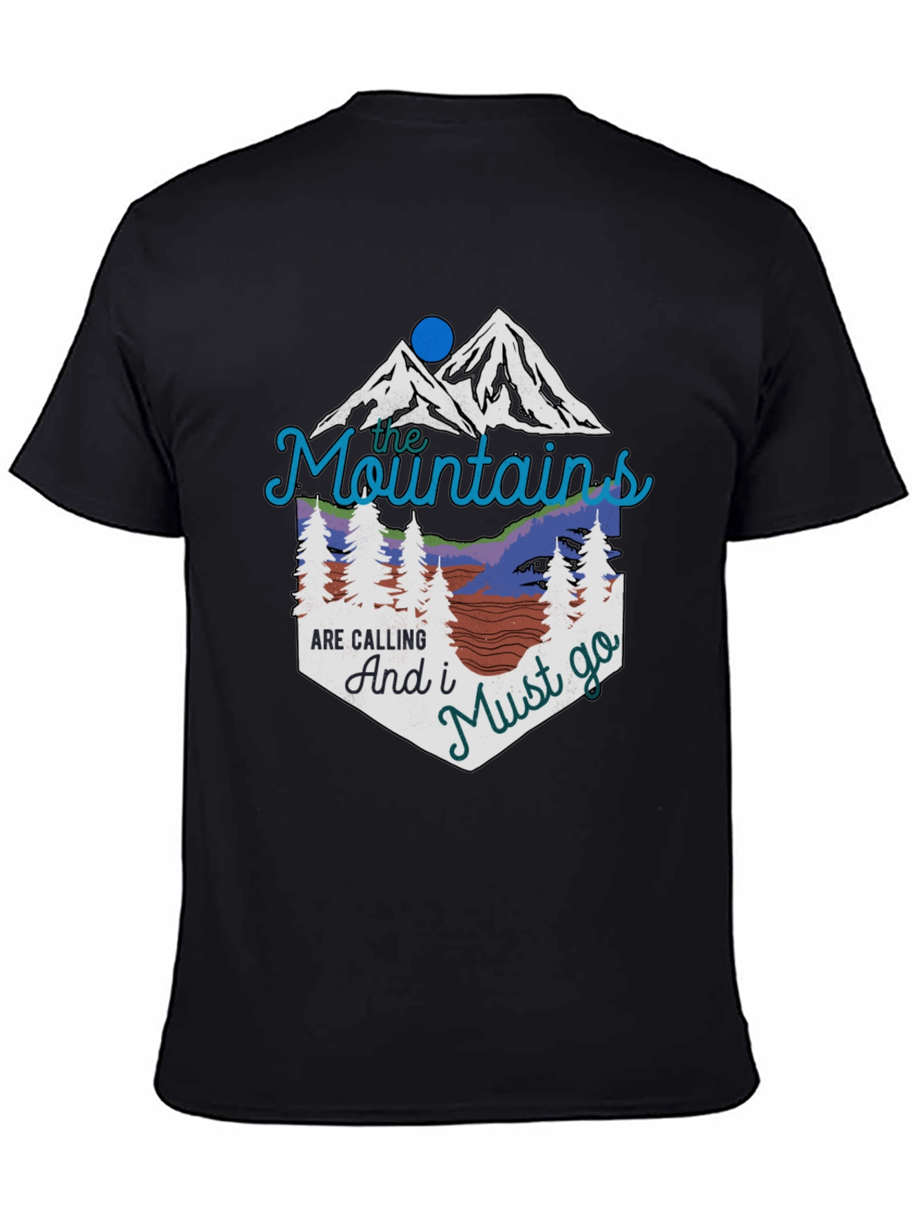 Mountains are Calling Black Graphic T-Shirt