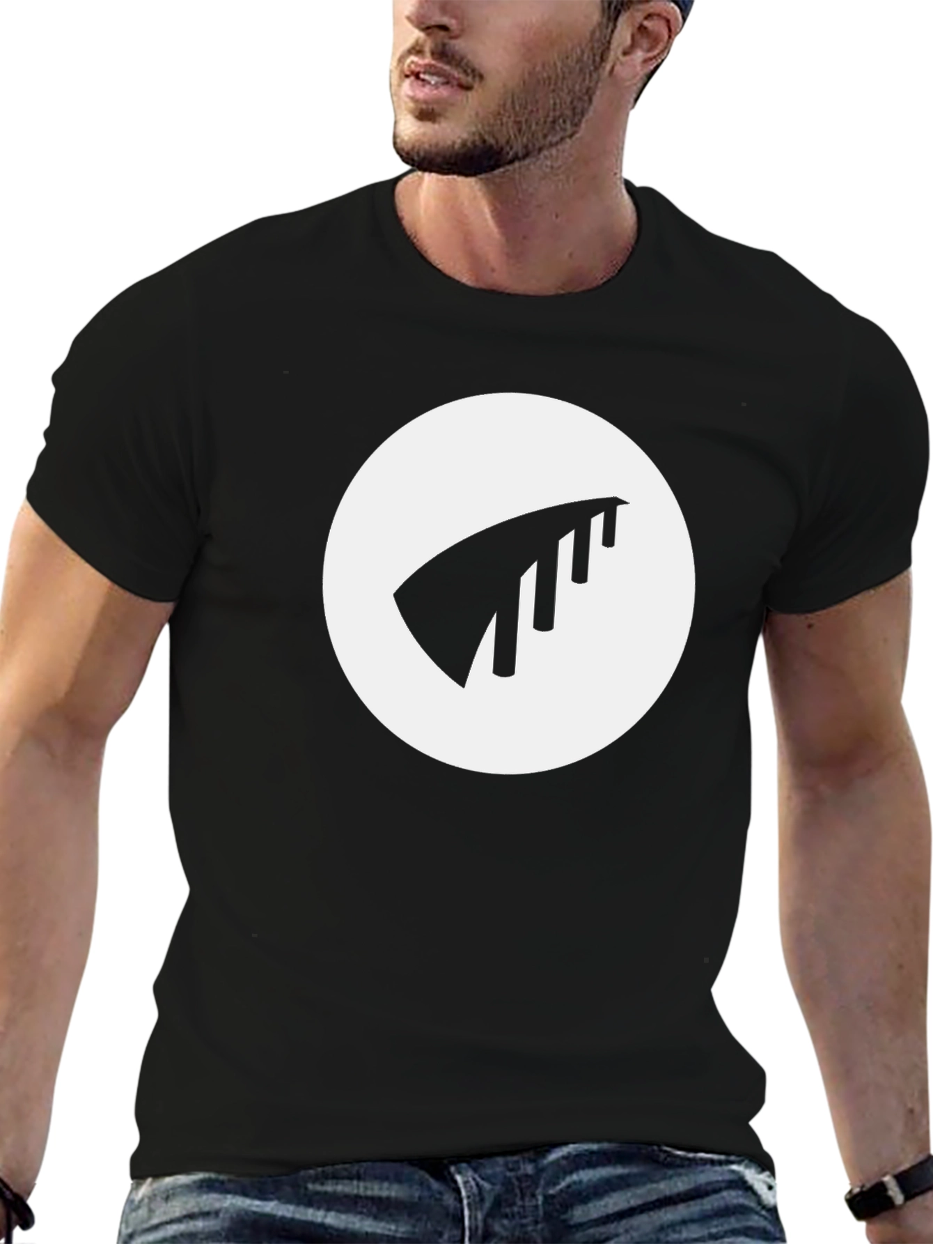 Modern Black T-Shirt with Abstract Logo