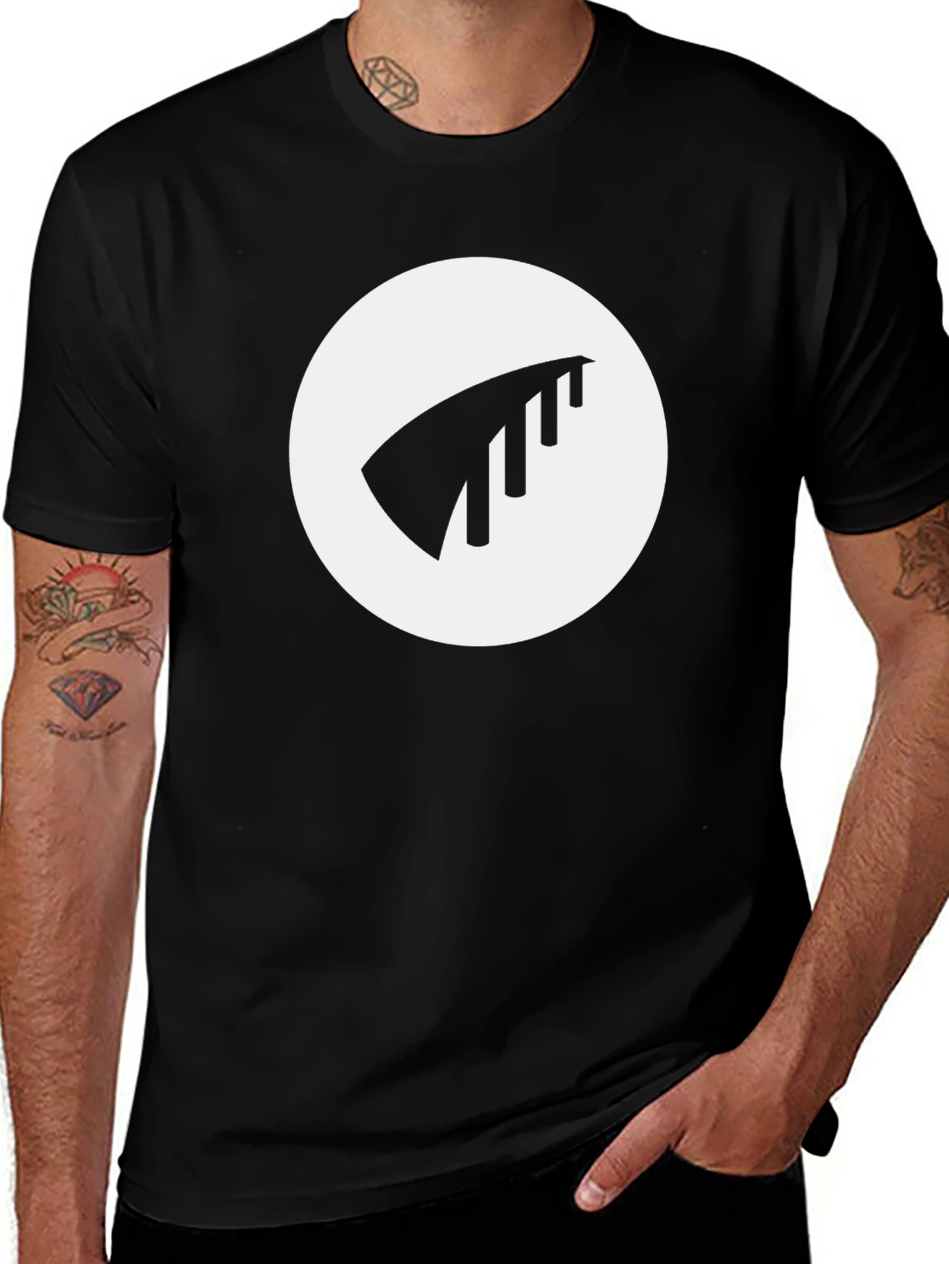 Modern Black T-Shirt with Abstract Logo