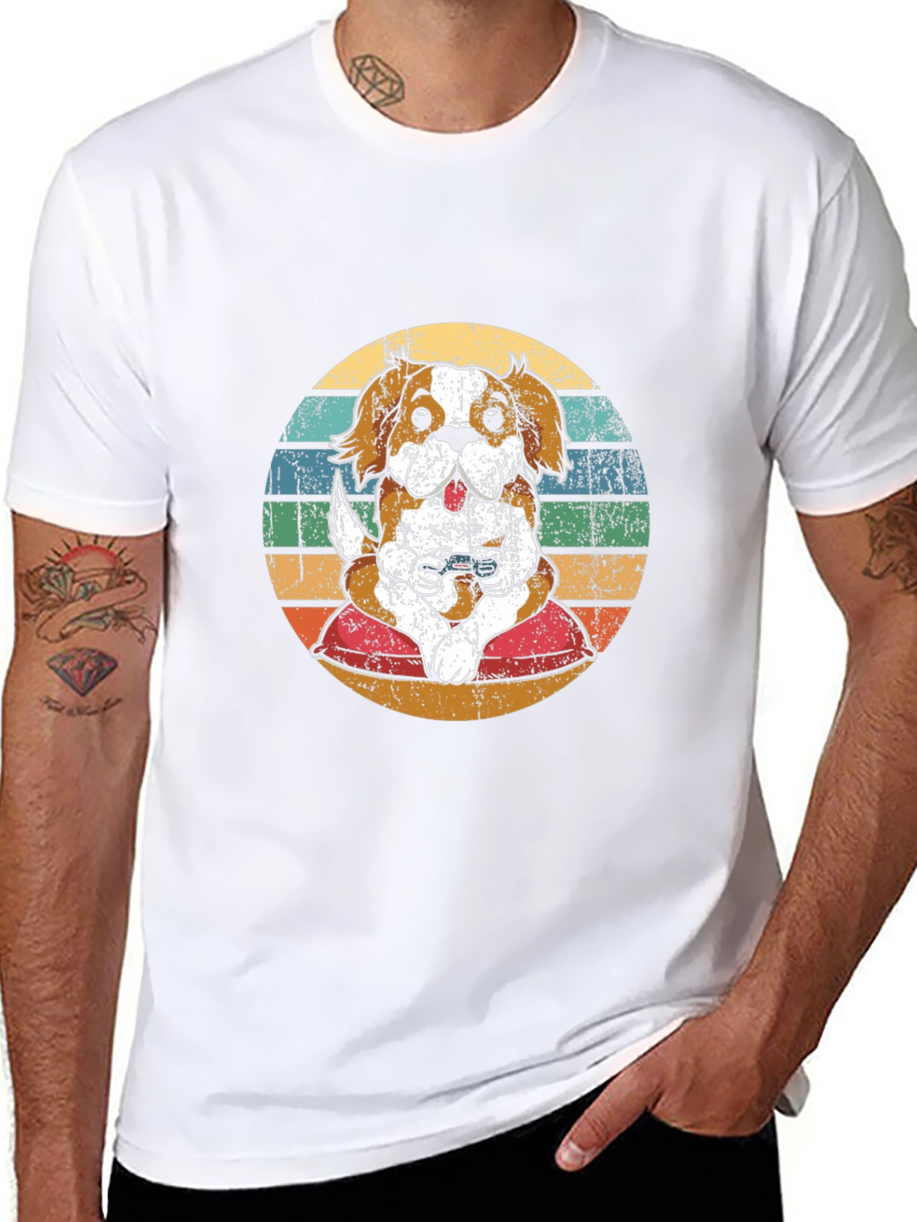 Gamer Dog Retro T-Shirt