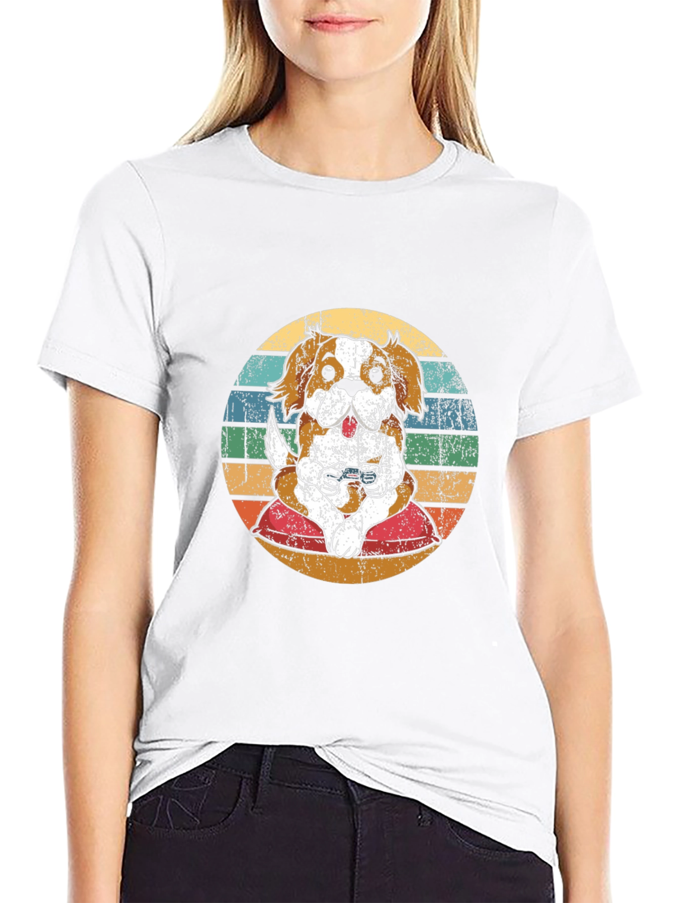 Gamer Dog Retro T-Shirt