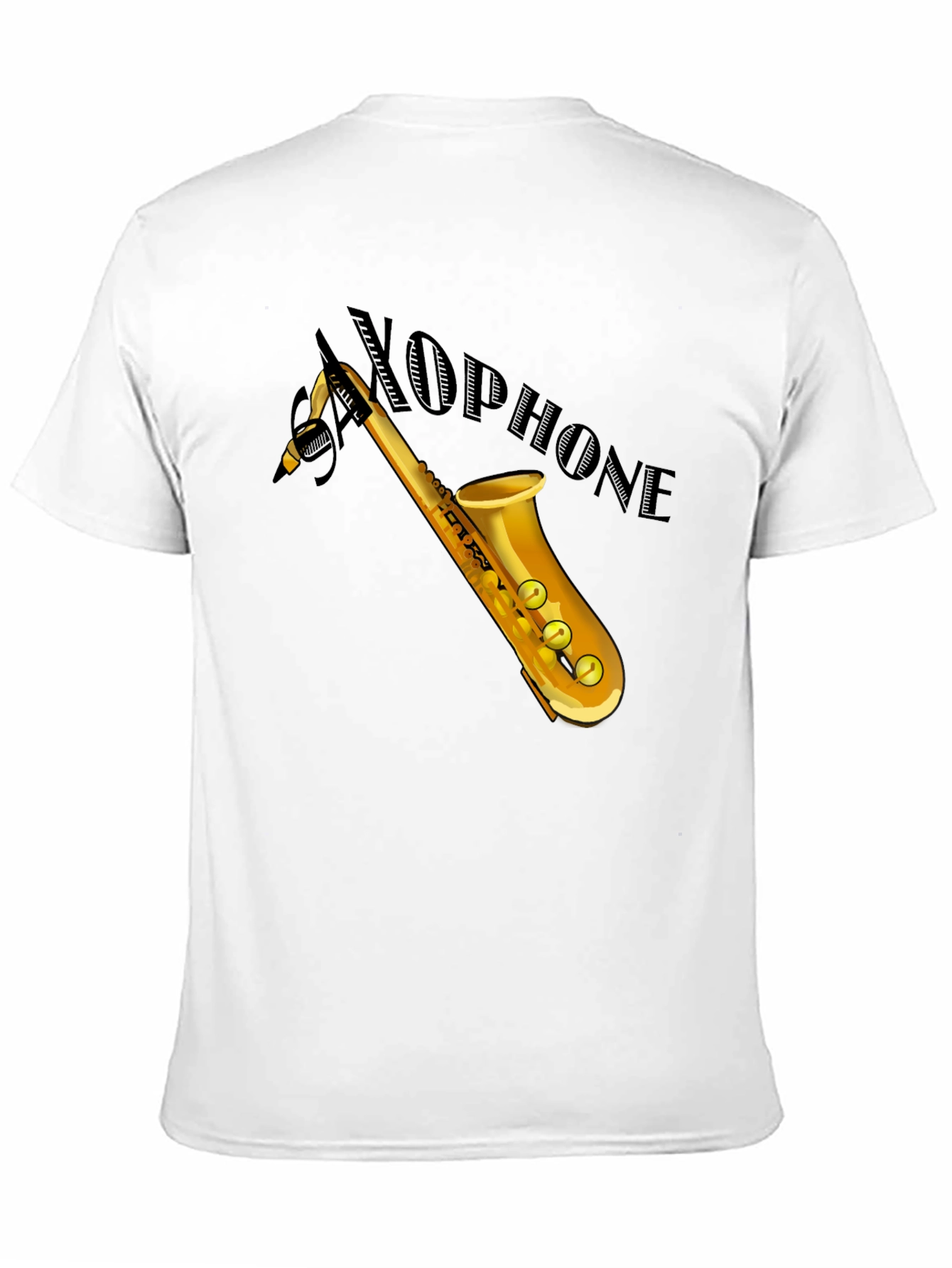 Saxophone Graphic Tee - Black Cotton Casual Shirt