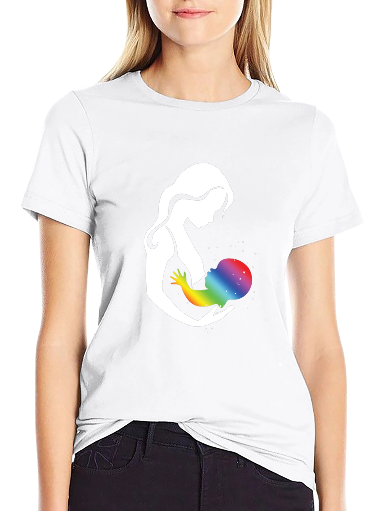 Mother & Child Rainbow Galaxy Graphic T-Shirt