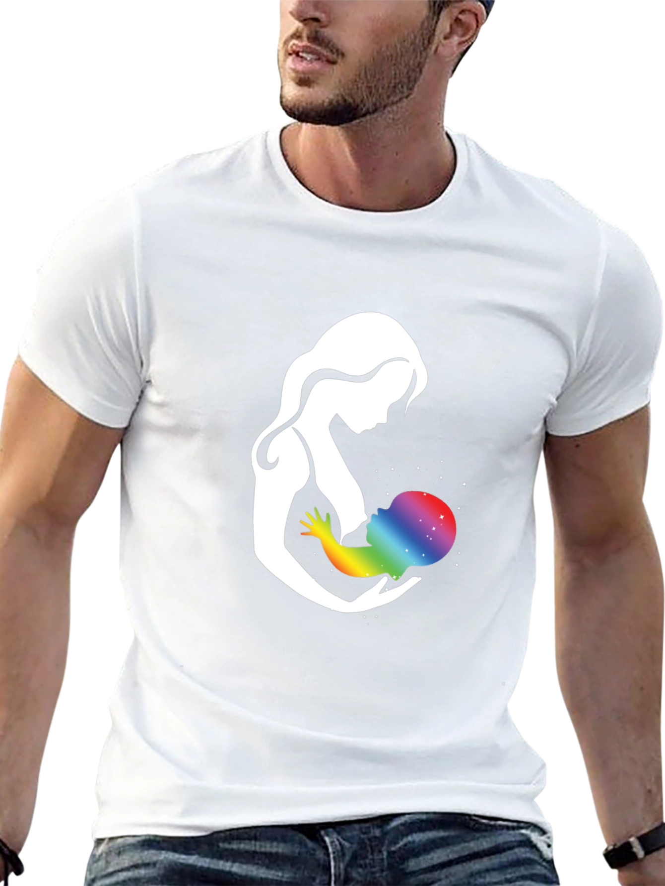 Mother & Child Rainbow Galaxy Graphic T-Shirt