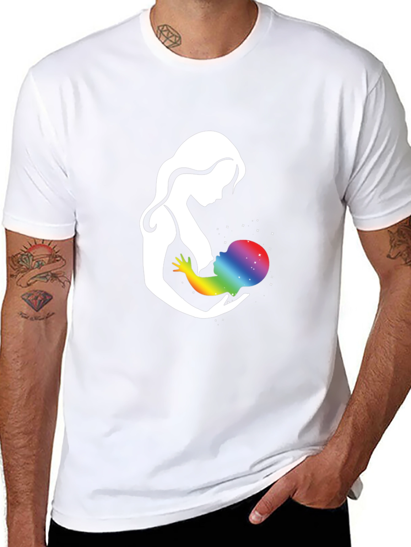 Mother & Child Rainbow Galaxy Graphic T-Shirt