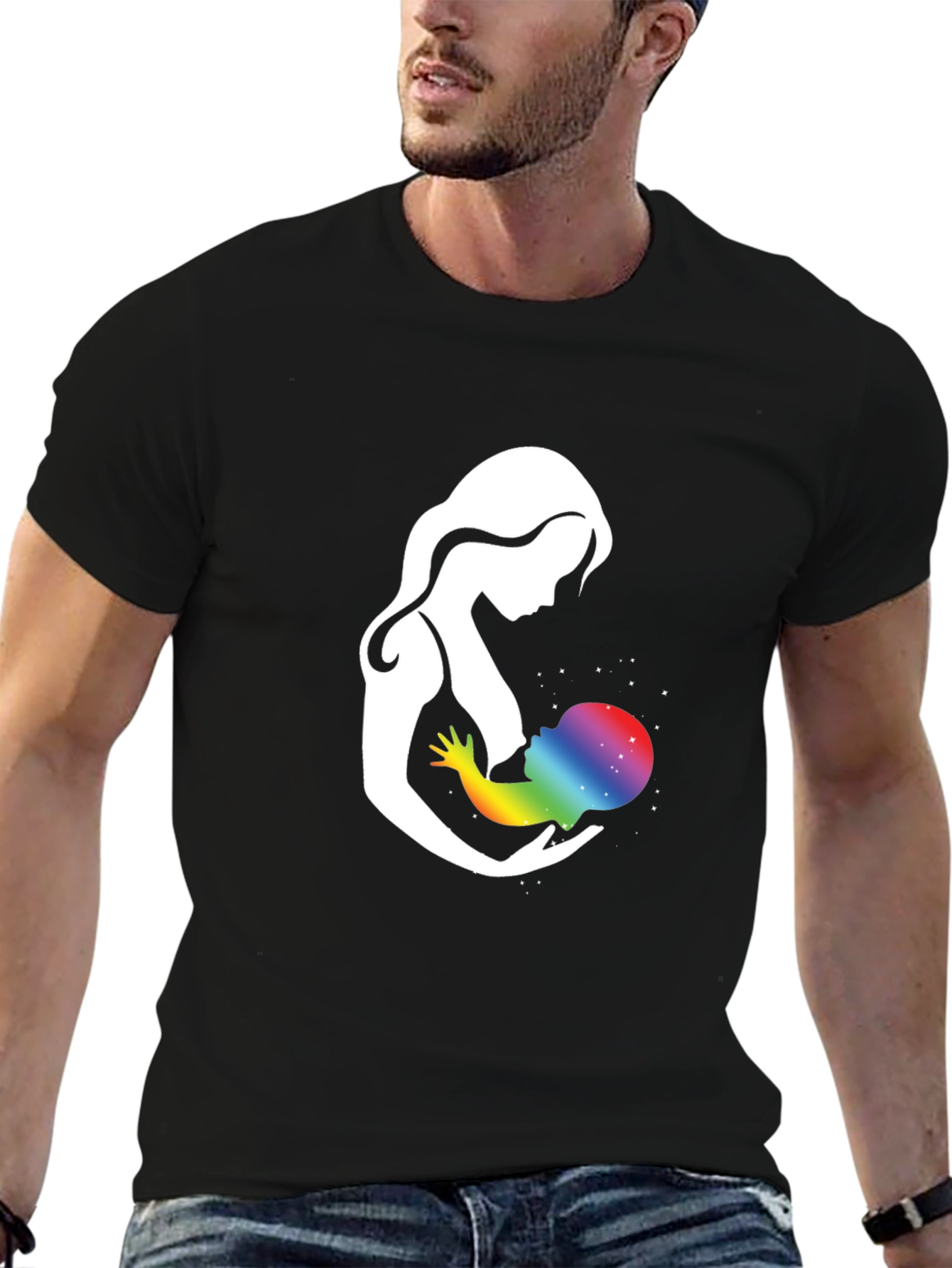 Mother & Child Rainbow Galaxy Graphic T-Shirt
