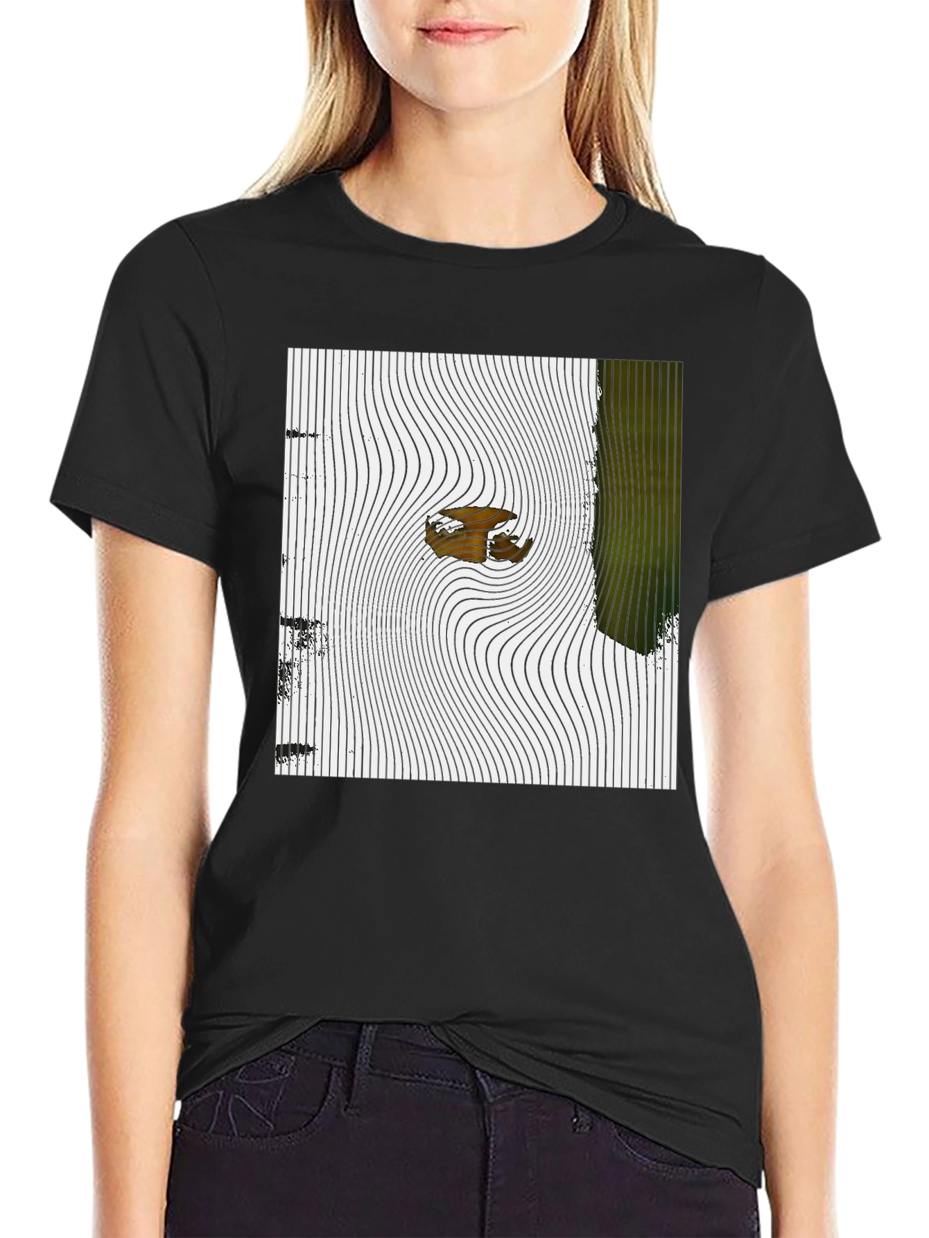 Abstract Graphic Print Mens Black T-Shirt