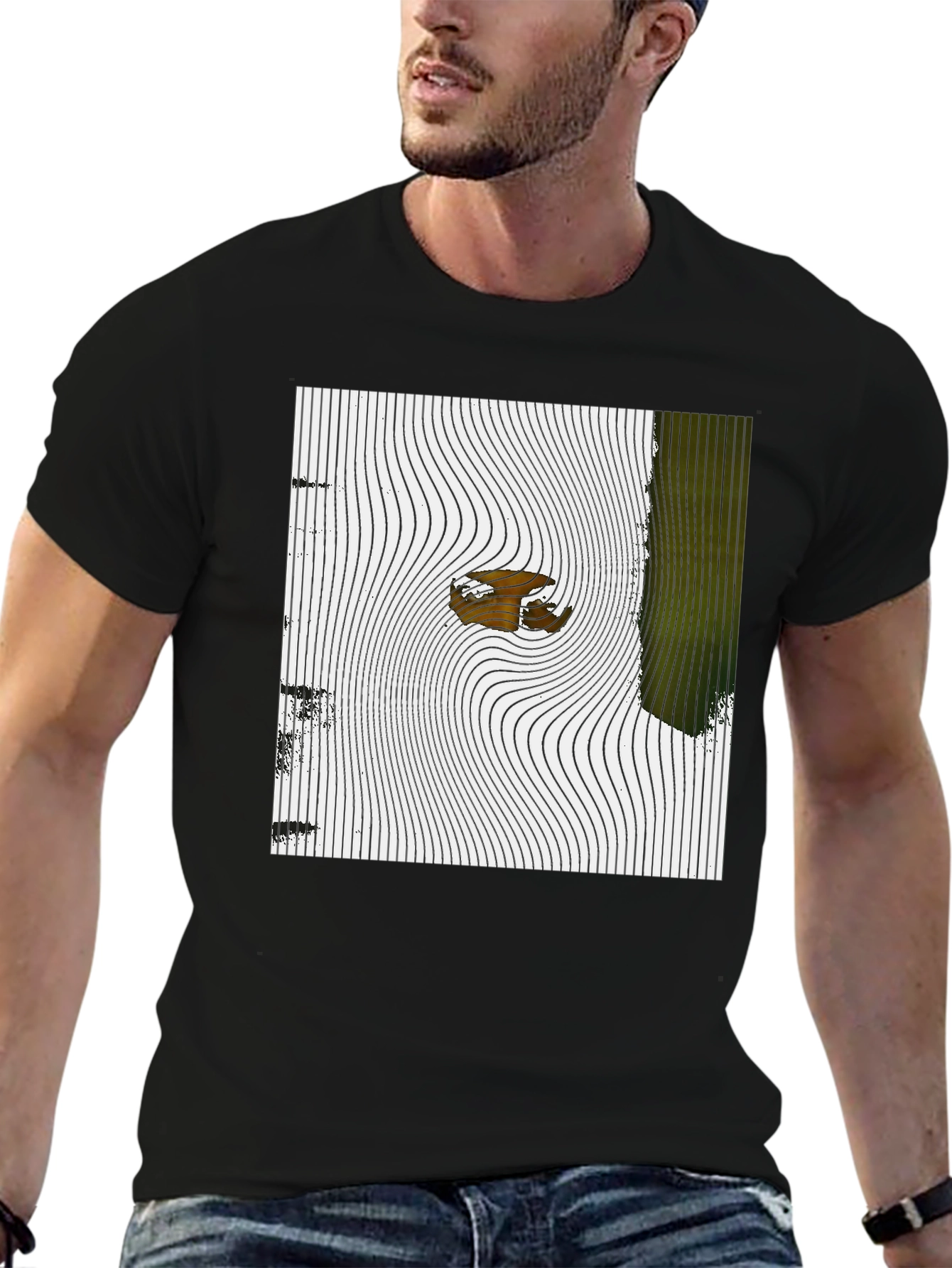 Abstract Graphic Print Mens Black T-Shirt