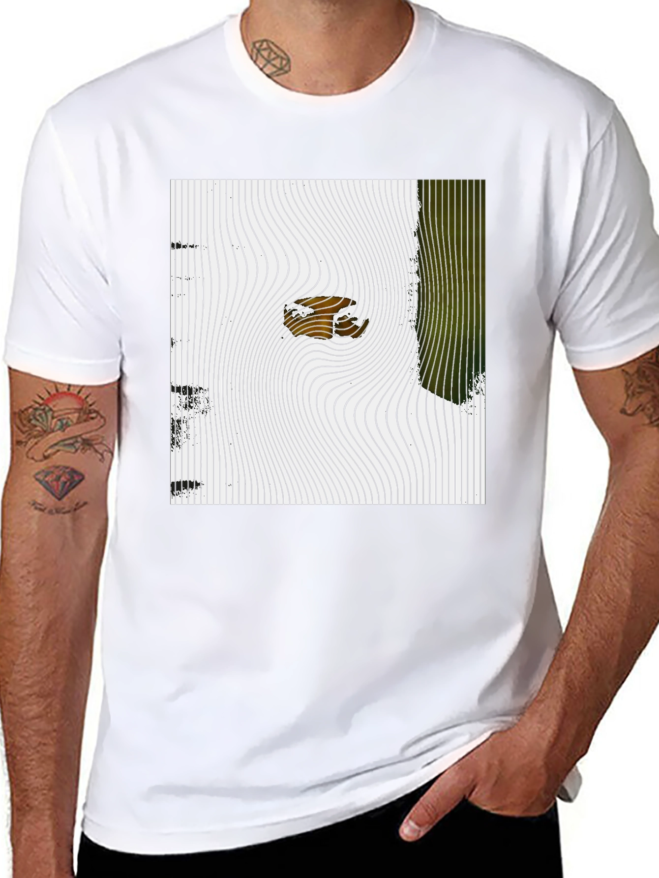 Abstract Graphic Print Mens Black T-Shirt