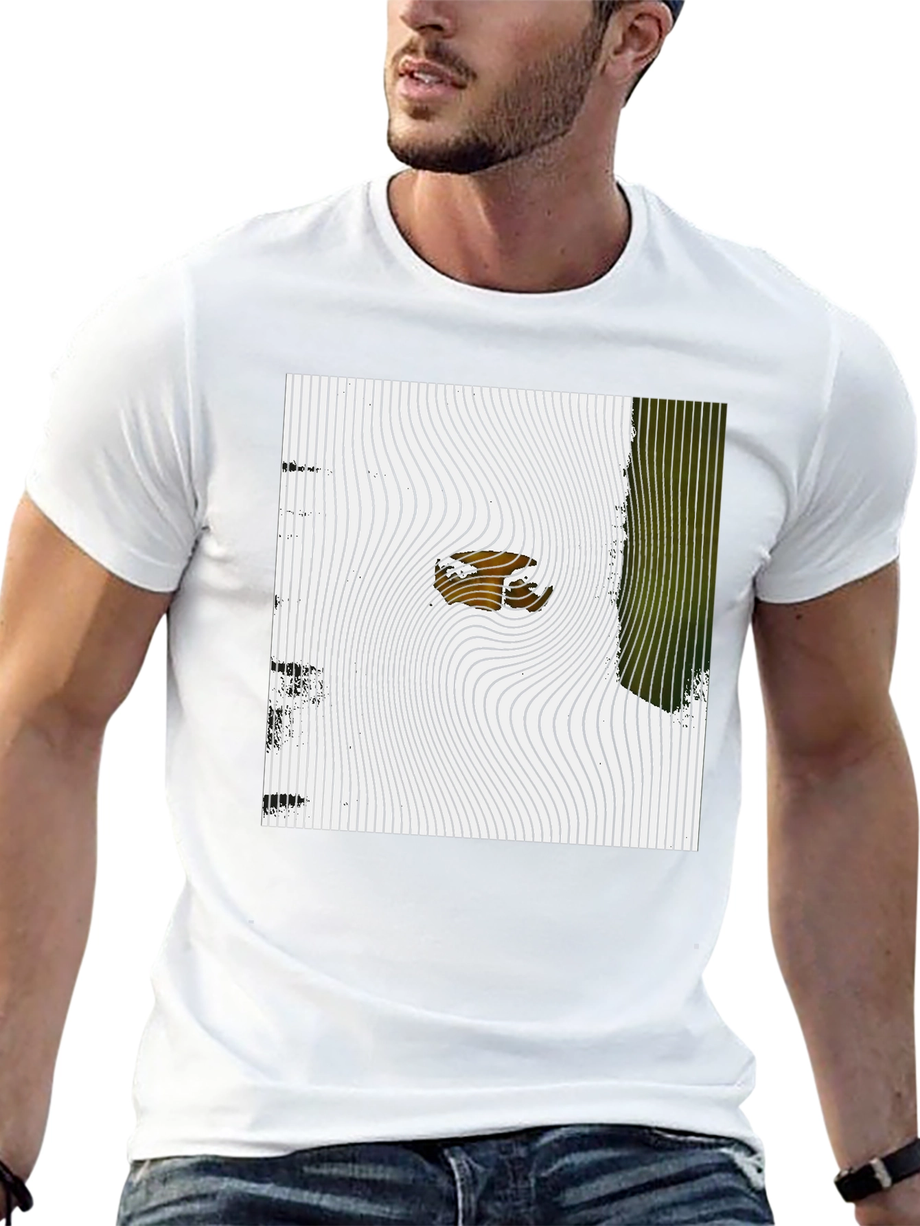Abstract Graphic Print Mens Black T-Shirt