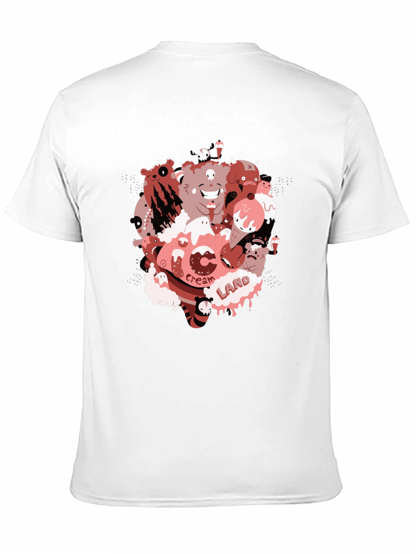 Cartoon Cream Land Graphic Black T-Shirt