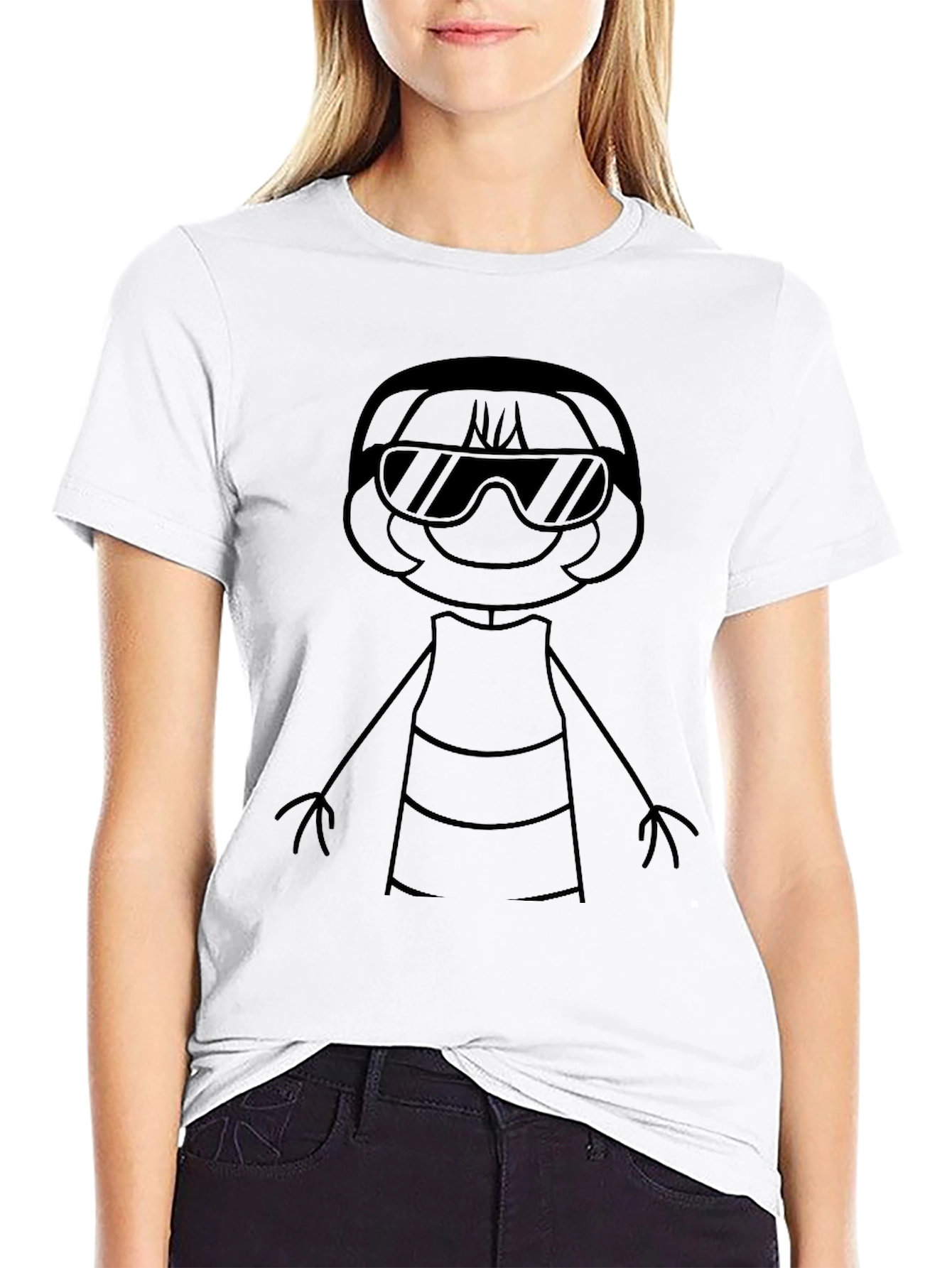 Cool Cartoon Character Black Graphic Tee