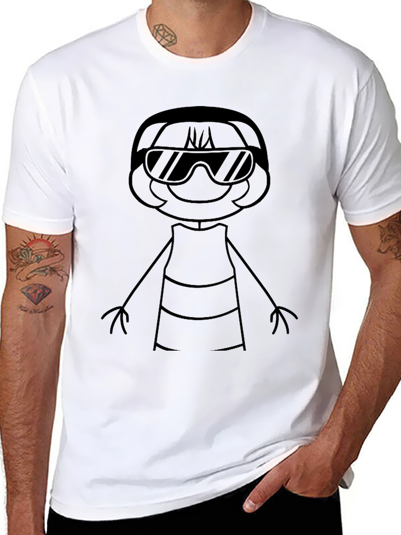 Cool Cartoon Character Black Graphic Tee