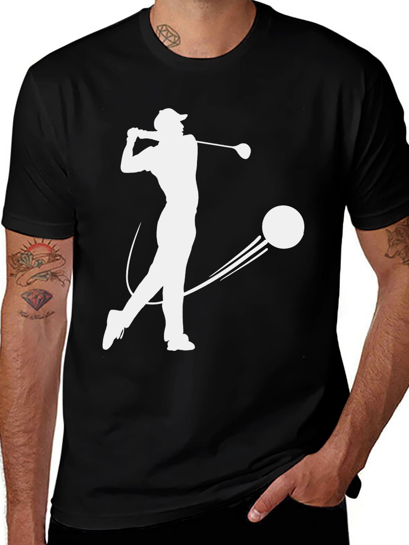 Golfer Silhouette T-Shirt - Black