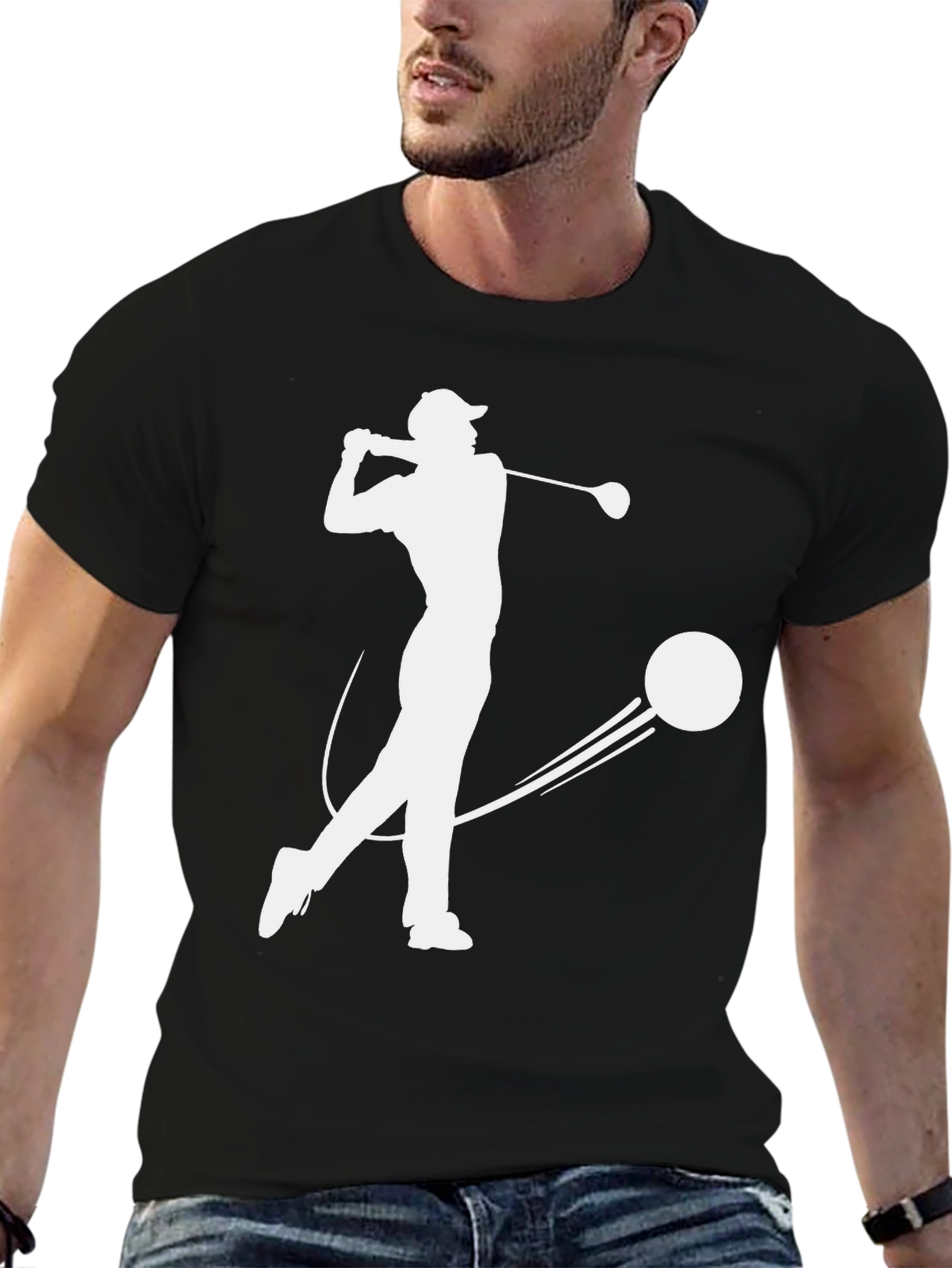 Golfer Silhouette T-Shirt - Black