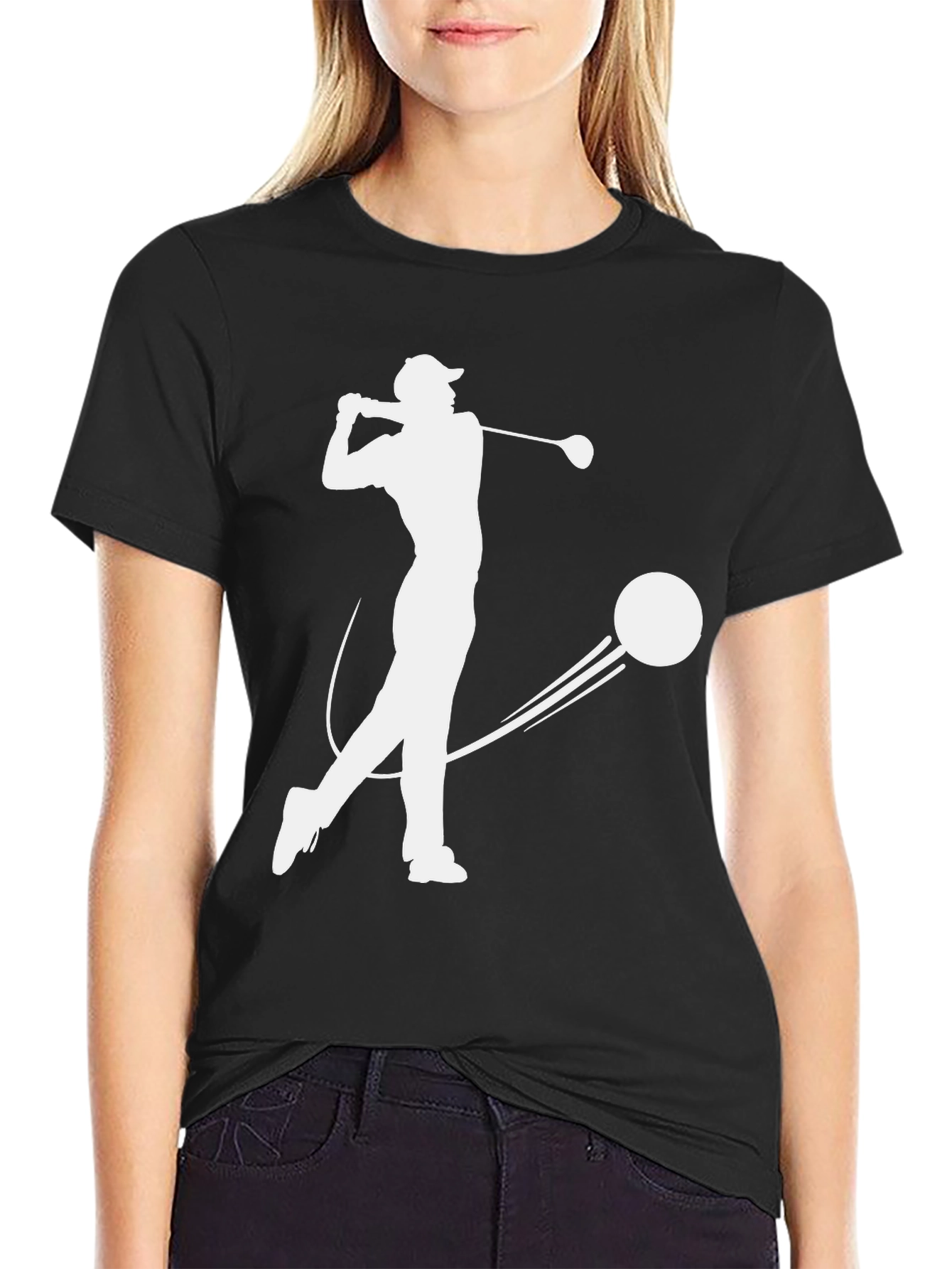 Golfer Silhouette T-Shirt - Black