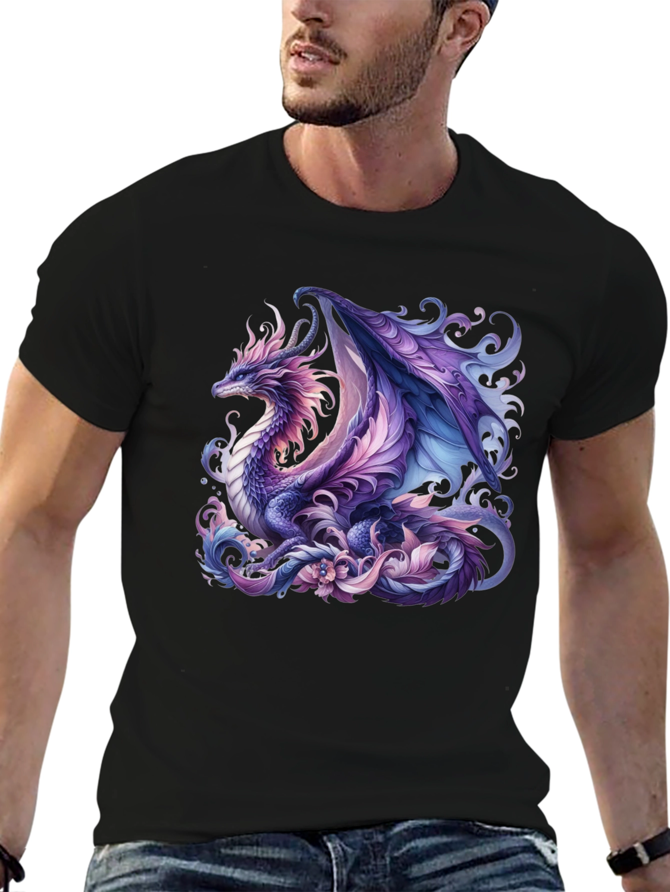 Mystic Dragon Graphic T-Shirt - Black Cotton Tee