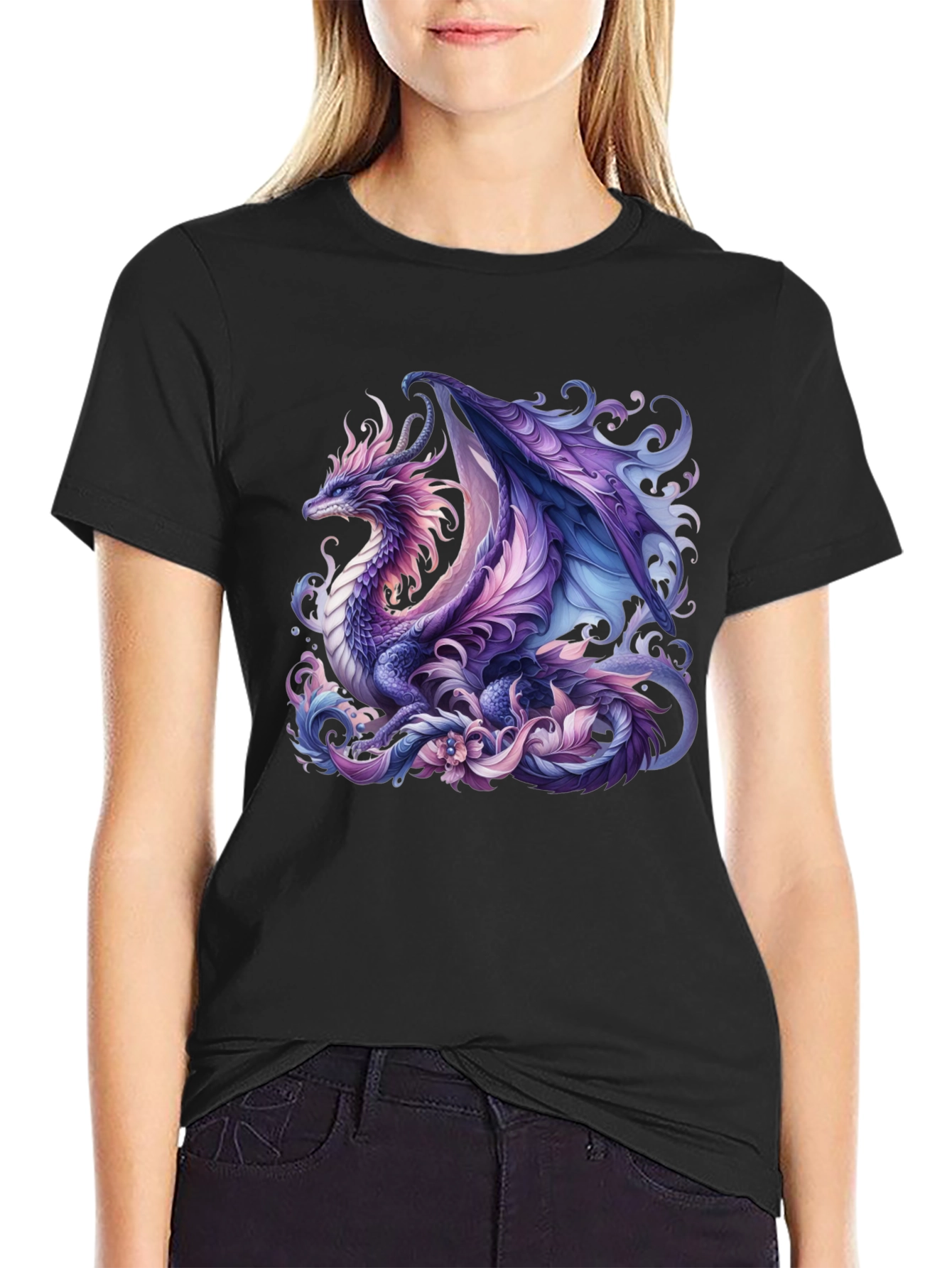 Mystic Dragon Graphic T-Shirt - Black Cotton Tee