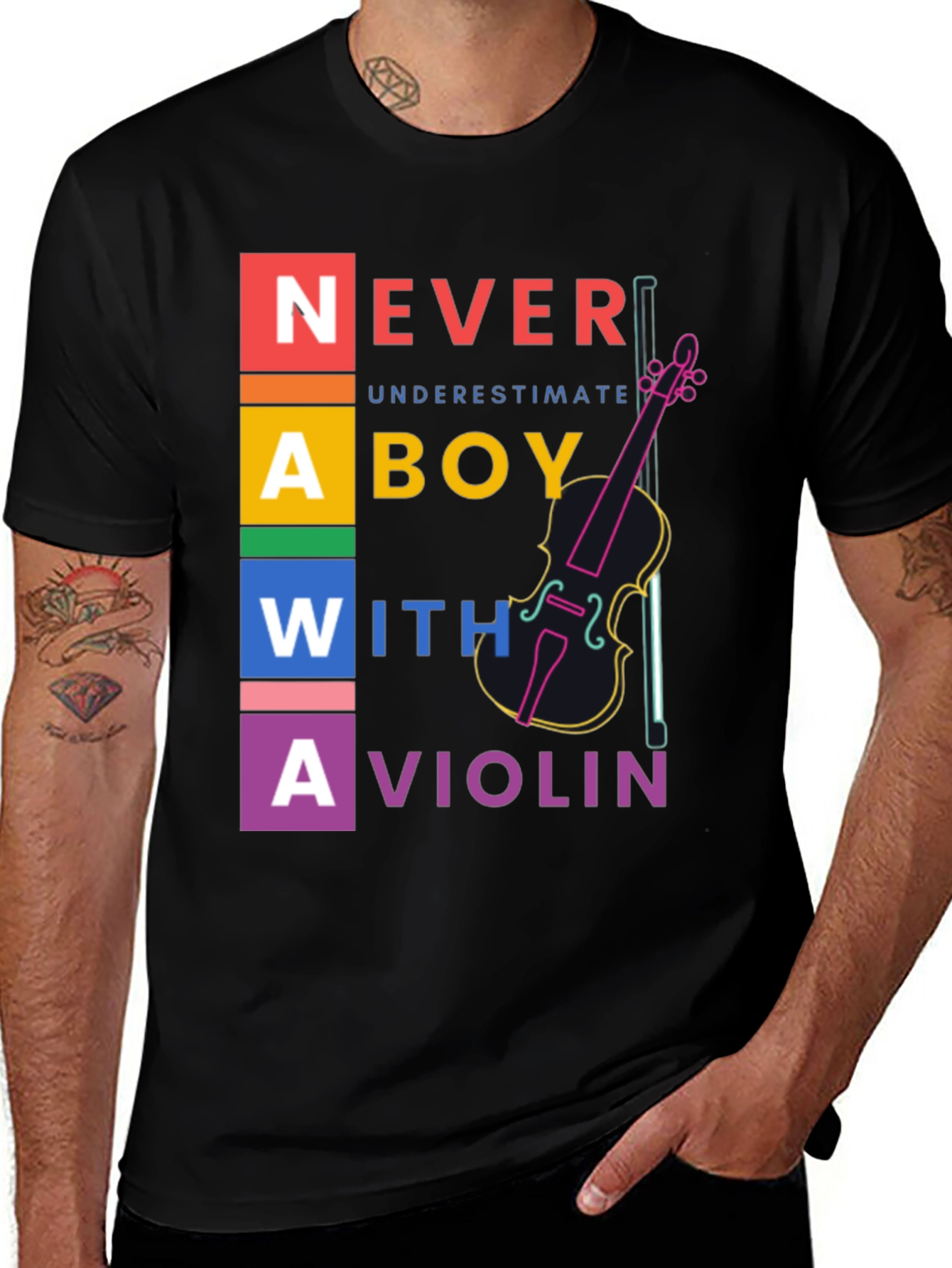 Never Underestimate Boy With Violin T-Shirt