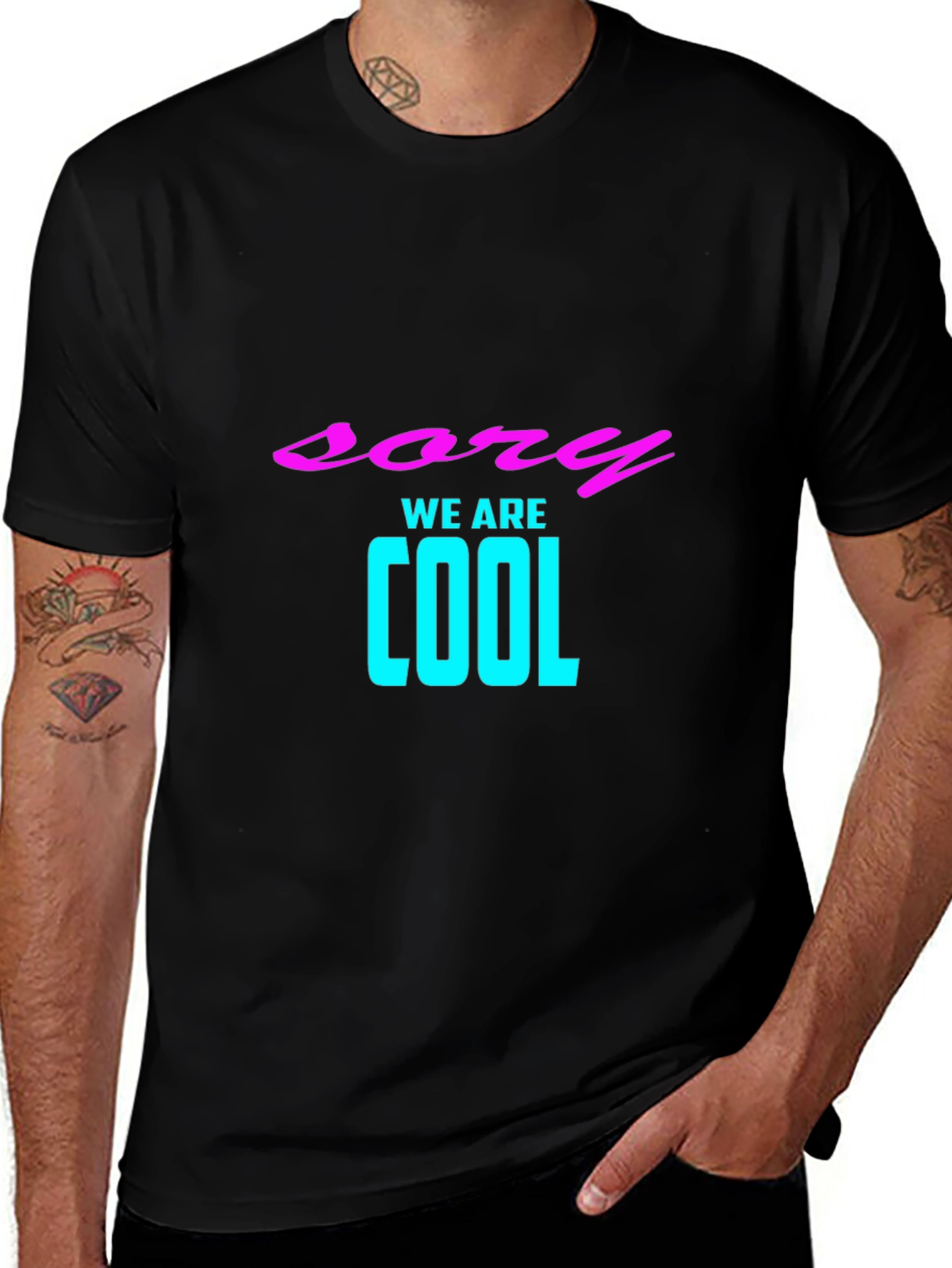Sory We Are Cool Black Graphic Tee
