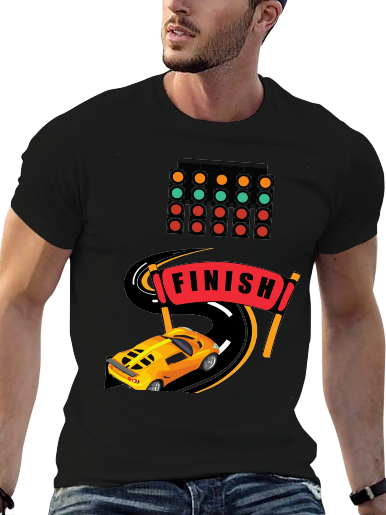 Race Car Finish Line Graphic T-Shirt