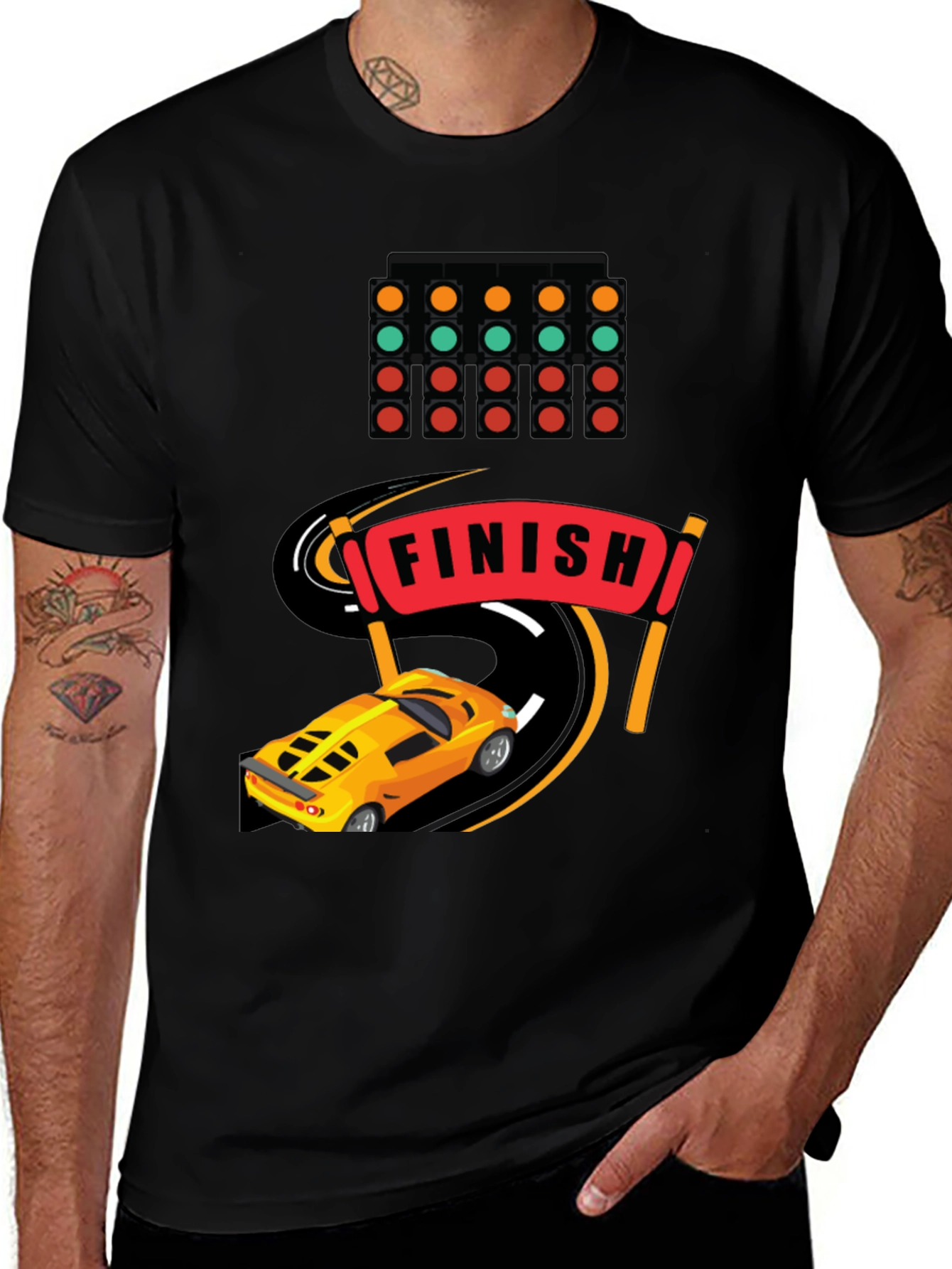 Race Car Finish Line Graphic T-Shirt
