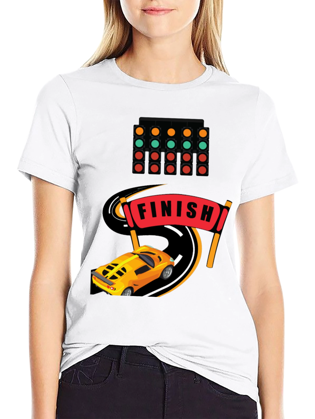 Race Car Finish Line Graphic T-Shirt