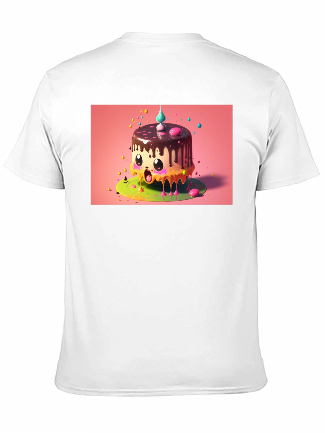 Kawaii Cake Graphic Tee - Black Cotton T-Shirt