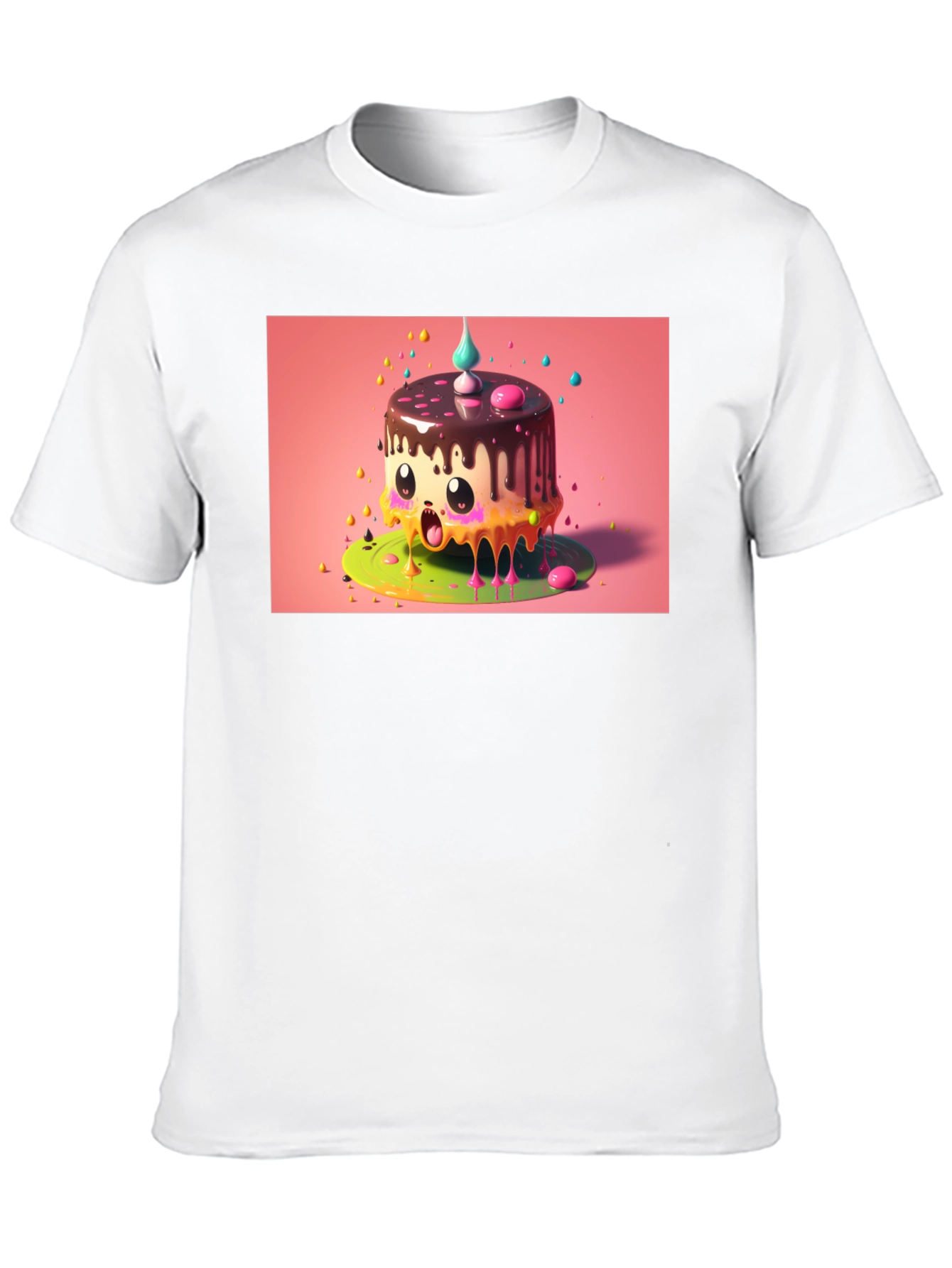 Kawaii Cake Graphic Tee - Black Cotton T-Shirt