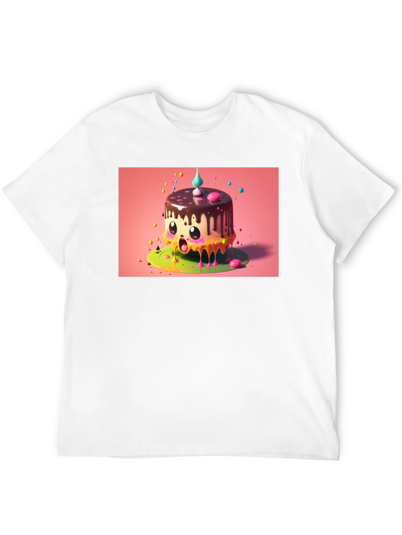 Kawaii Cake Graphic Tee - Black Cotton T-Shirt
