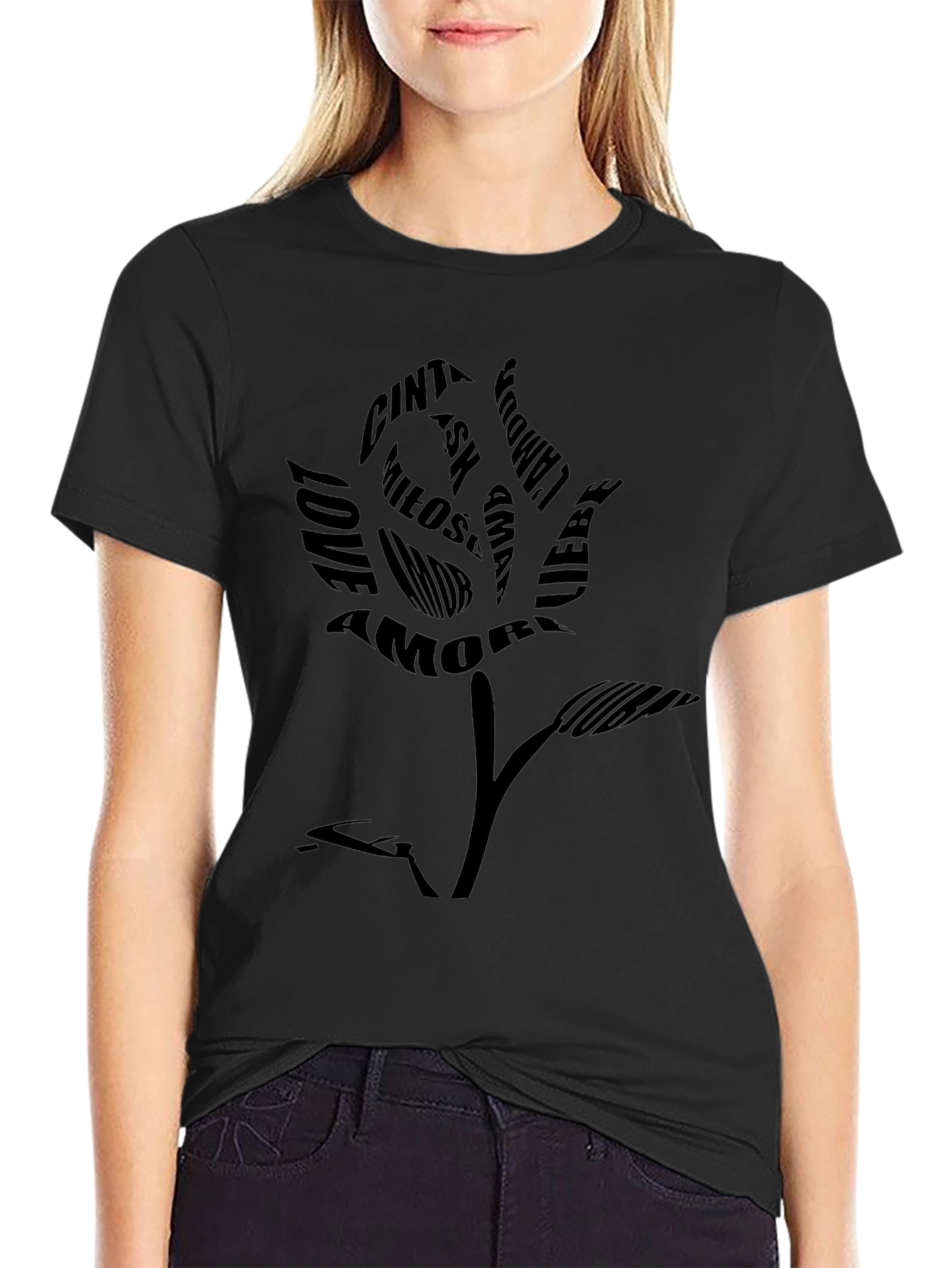 Black Rose Love Languages Graphic Tee