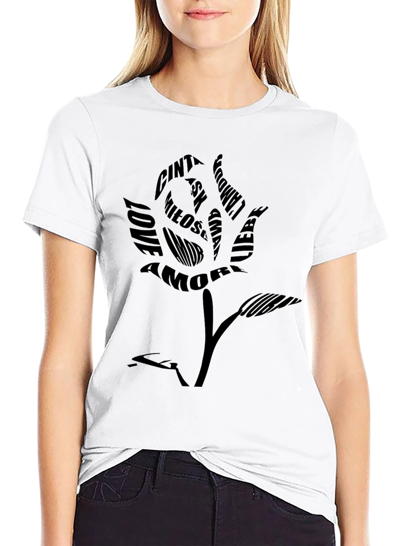 Black Rose Love Languages Graphic Tee
