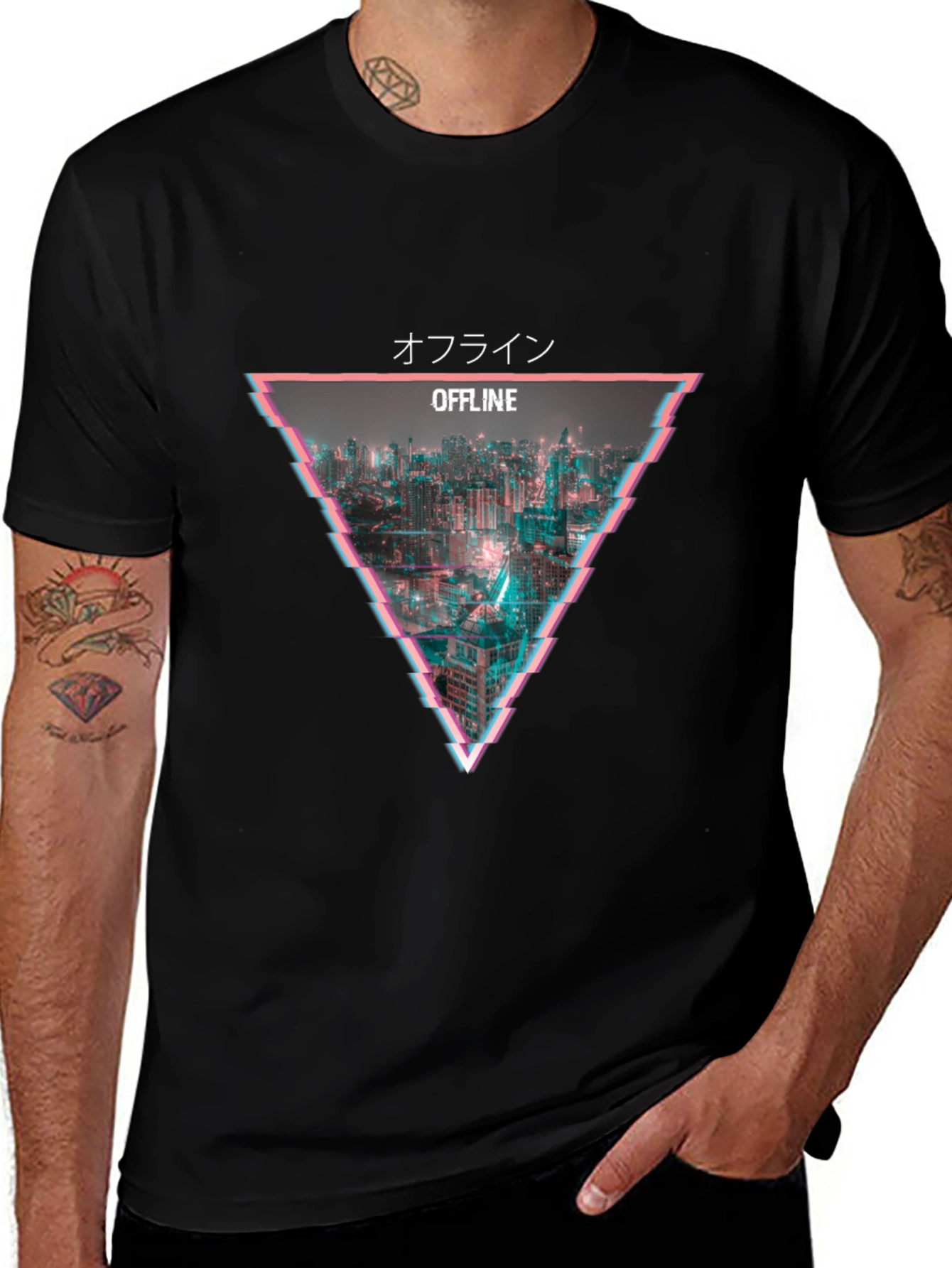 Offline Glitch Graphic Tee - Cyberpunk Style