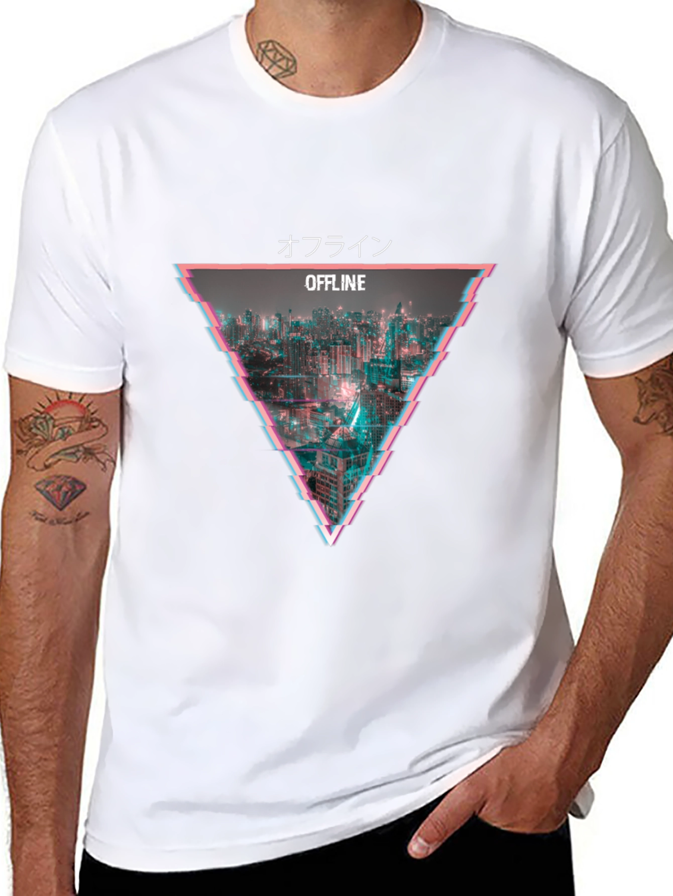 Offline Glitch Graphic Tee - Cyberpunk Style