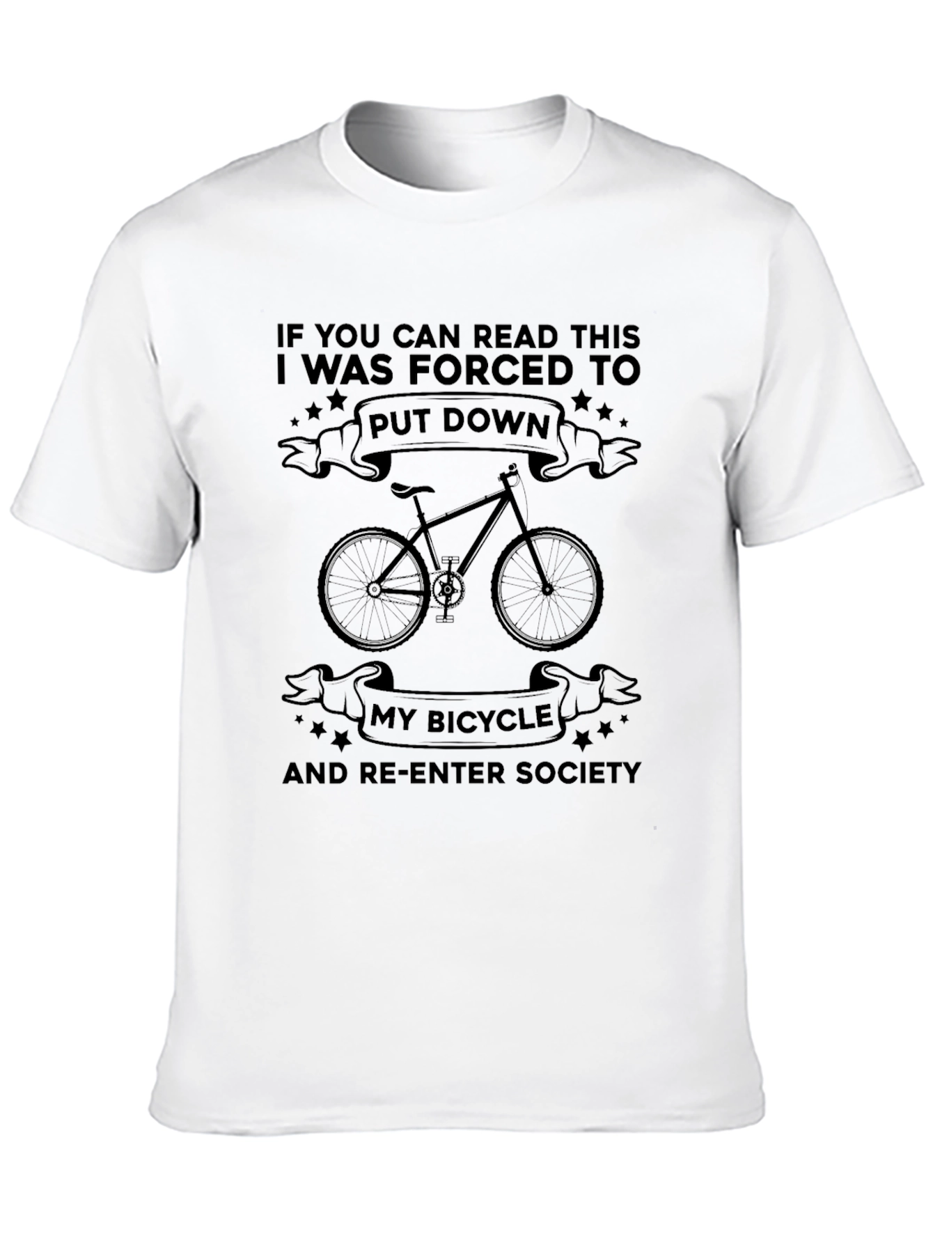 Funny Bicycle T-Shirt - Read This & Re-Enter Society