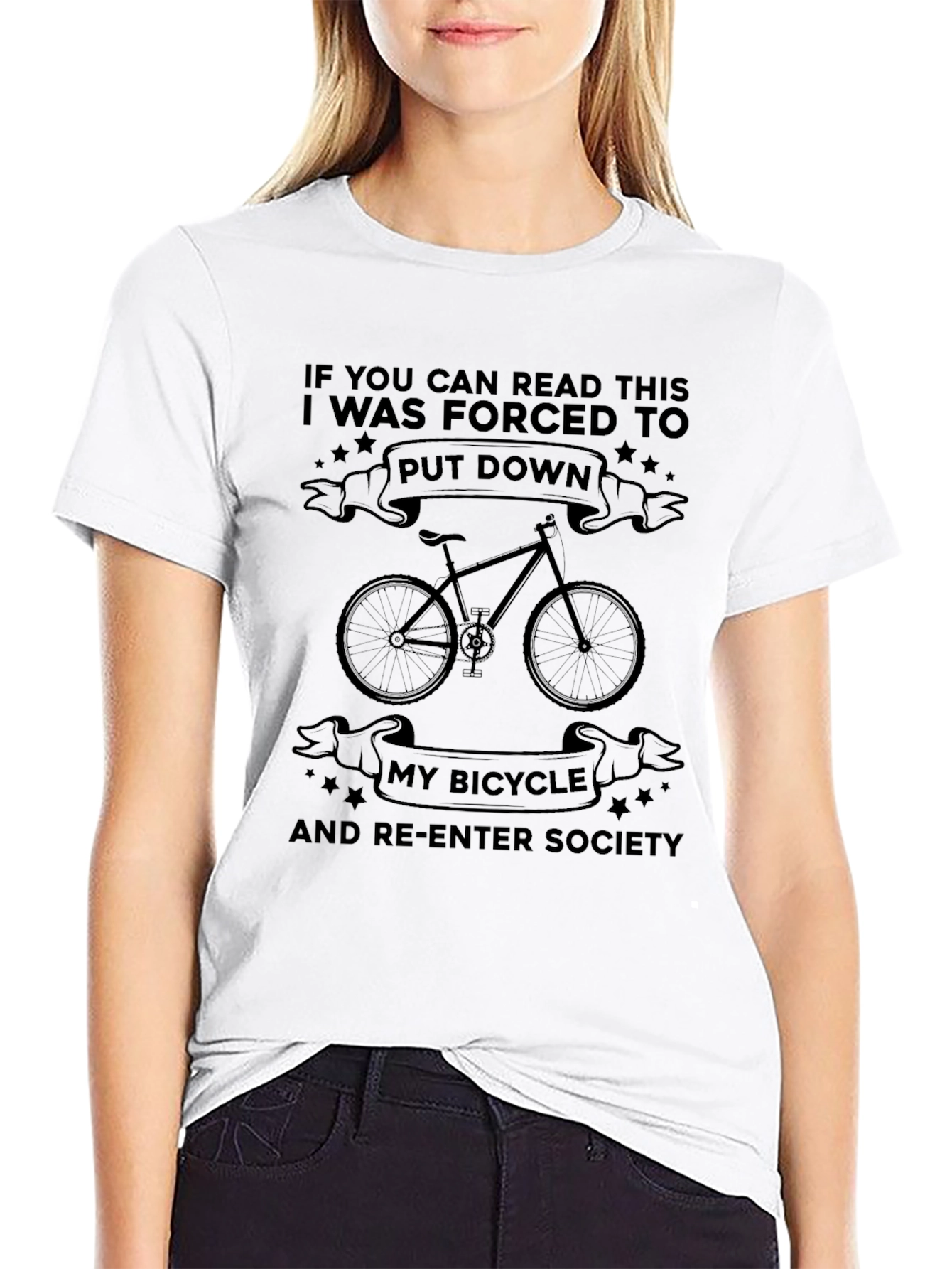 Funny Bicycle T-Shirt - Read This & Re-Enter Society
