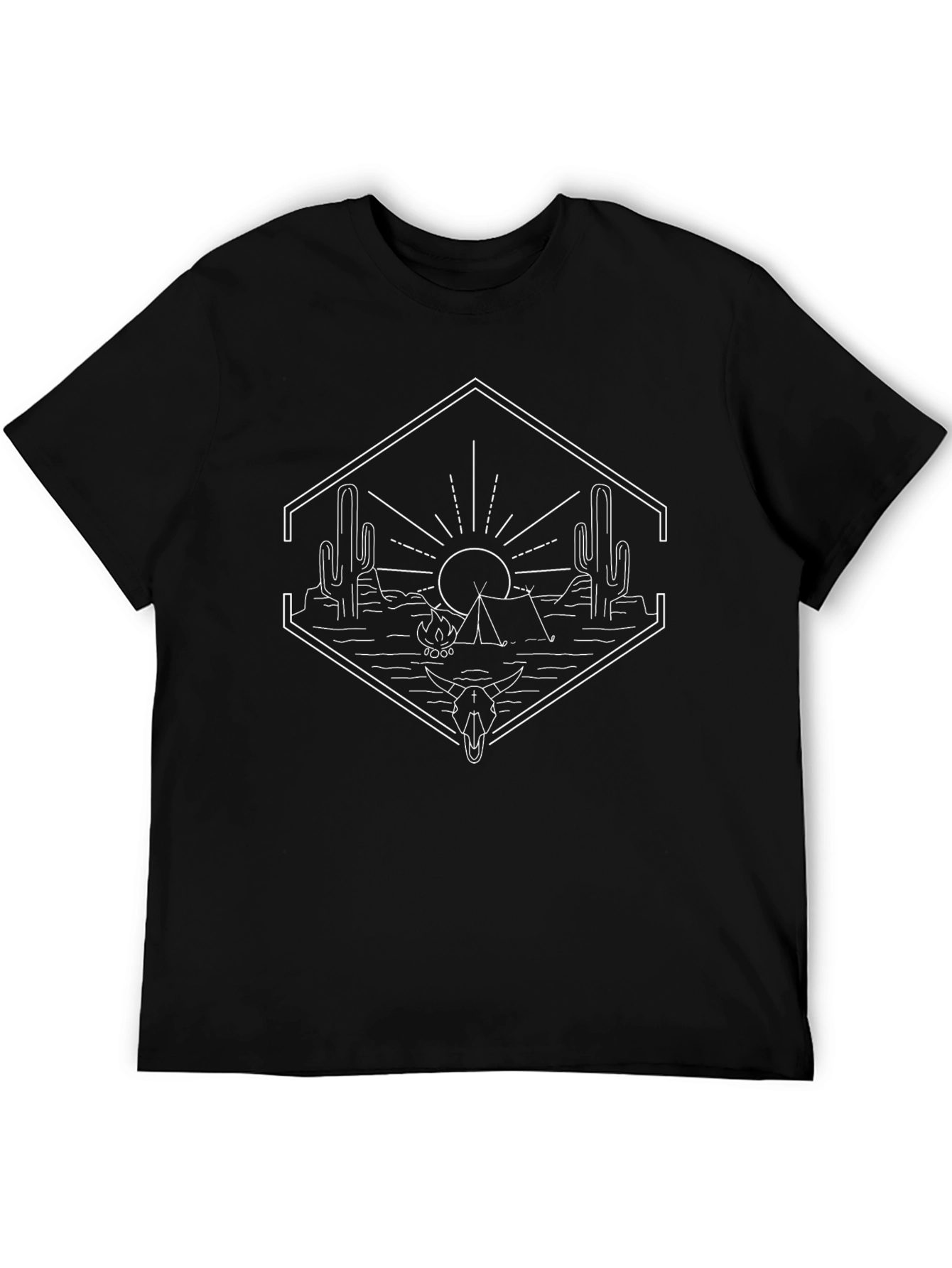 Desert Campfire Graphic Tee - Black Cotton Blend T-Shirt