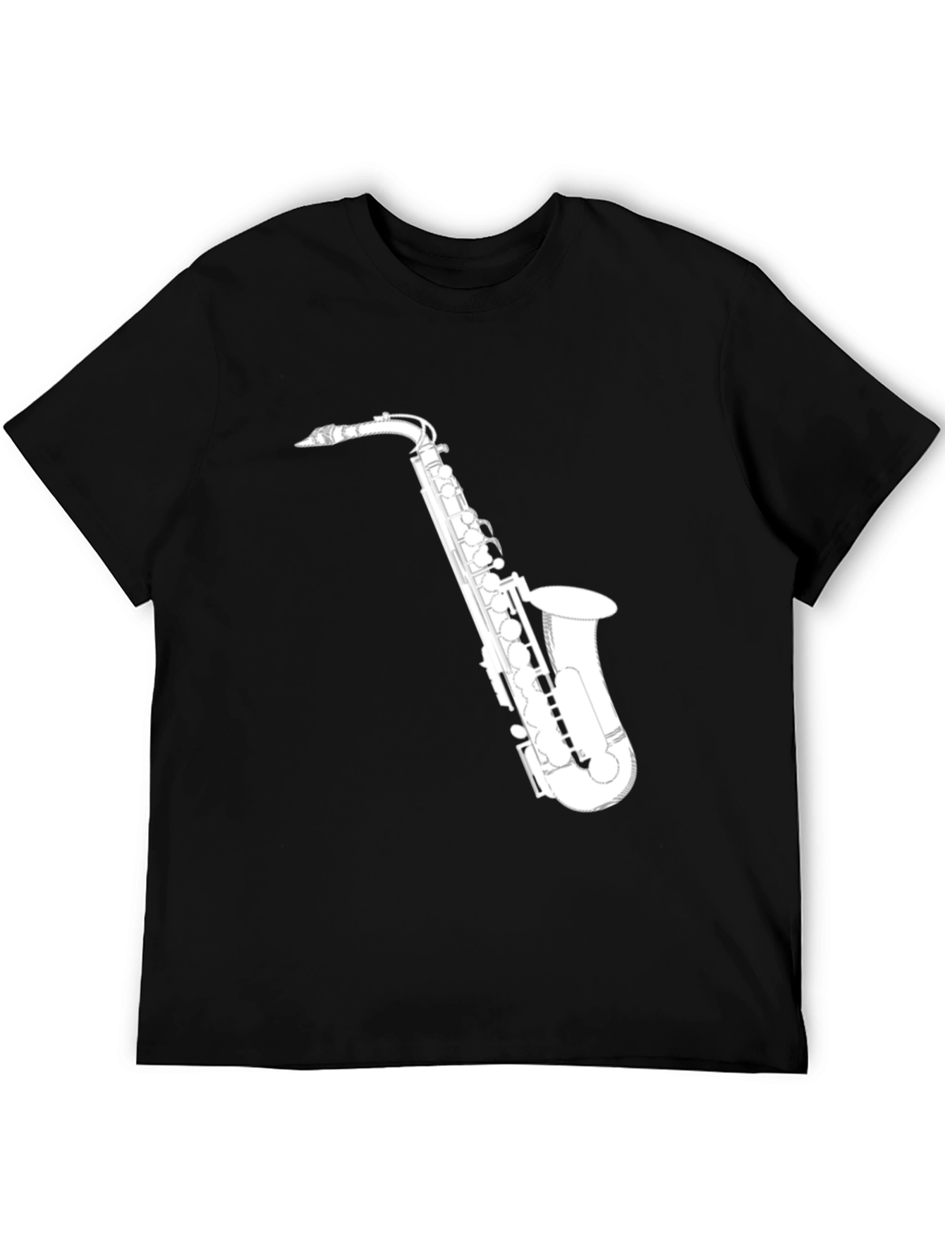 Saxophone Graphic T-Shirt - Black Cotton Tee