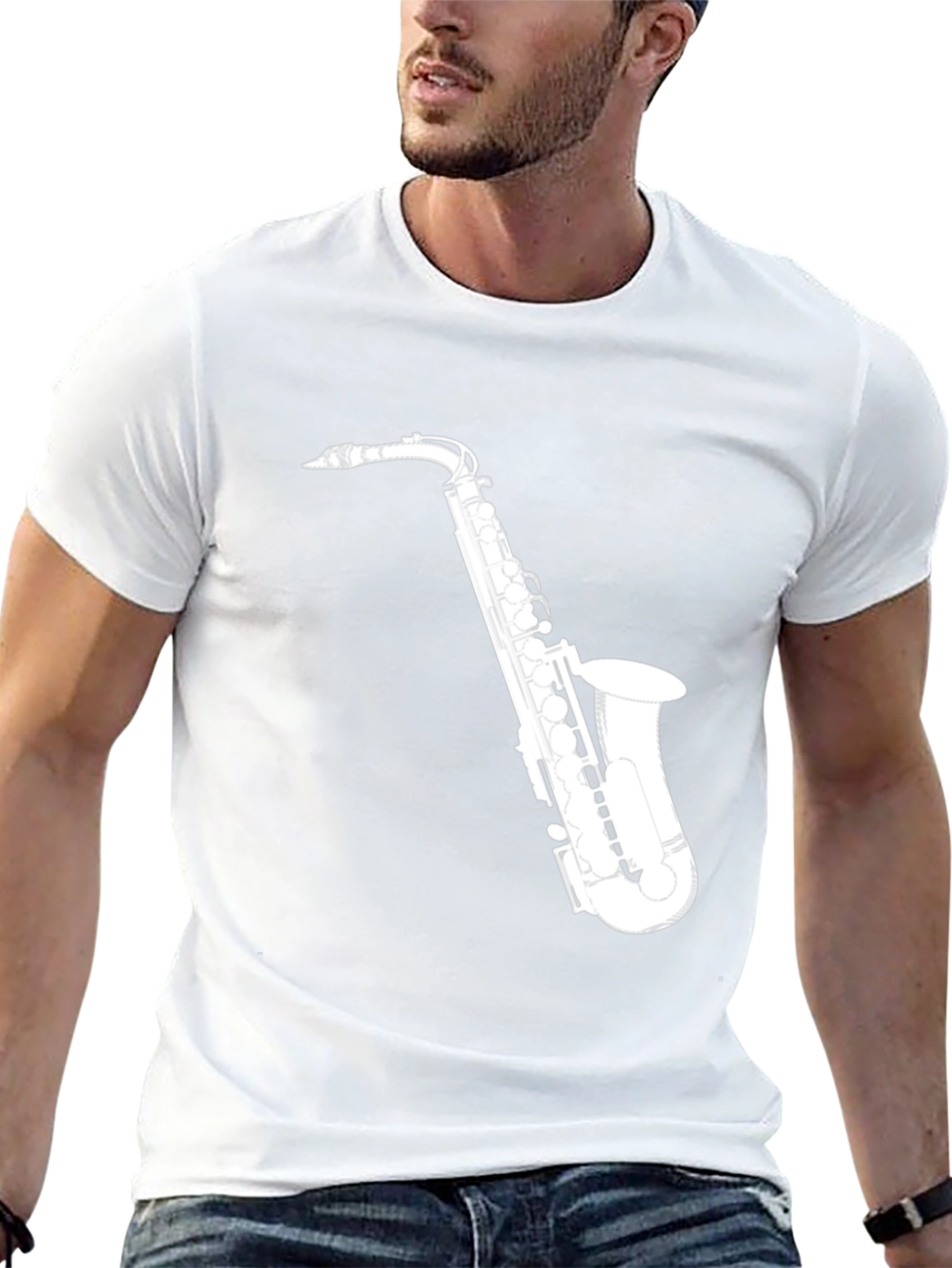Saxophone Graphic T-Shirt - Black Cotton Tee
