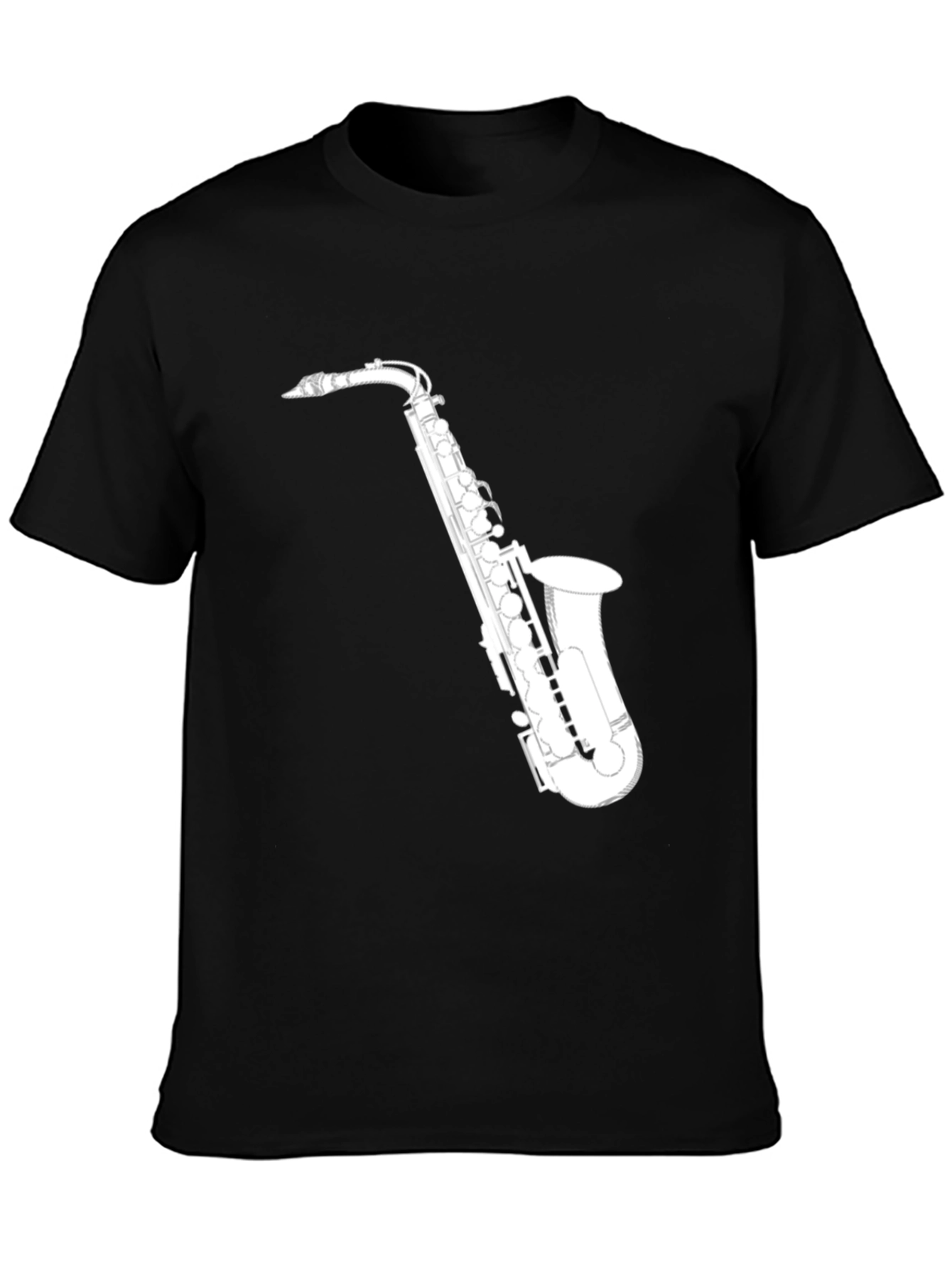 Saxophone Graphic T-Shirt - Black Cotton Tee