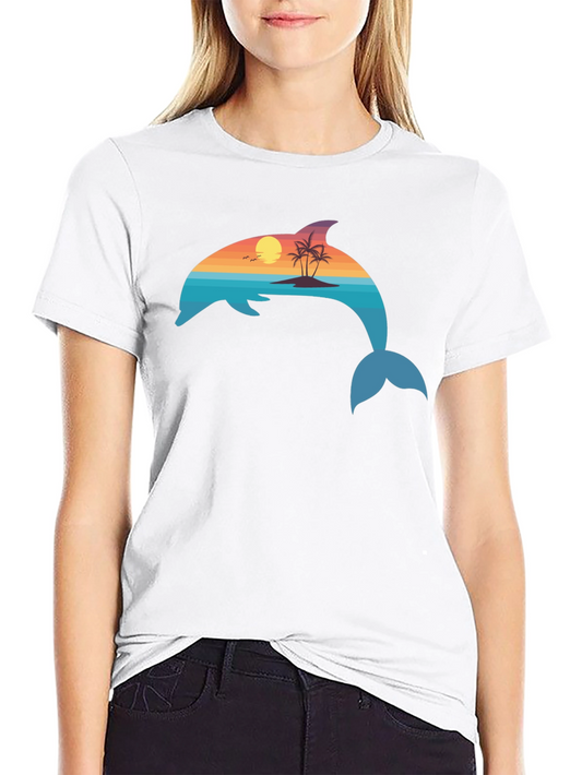 Dolphin Sunset Graphic T-Shirt - Coastal Vibes